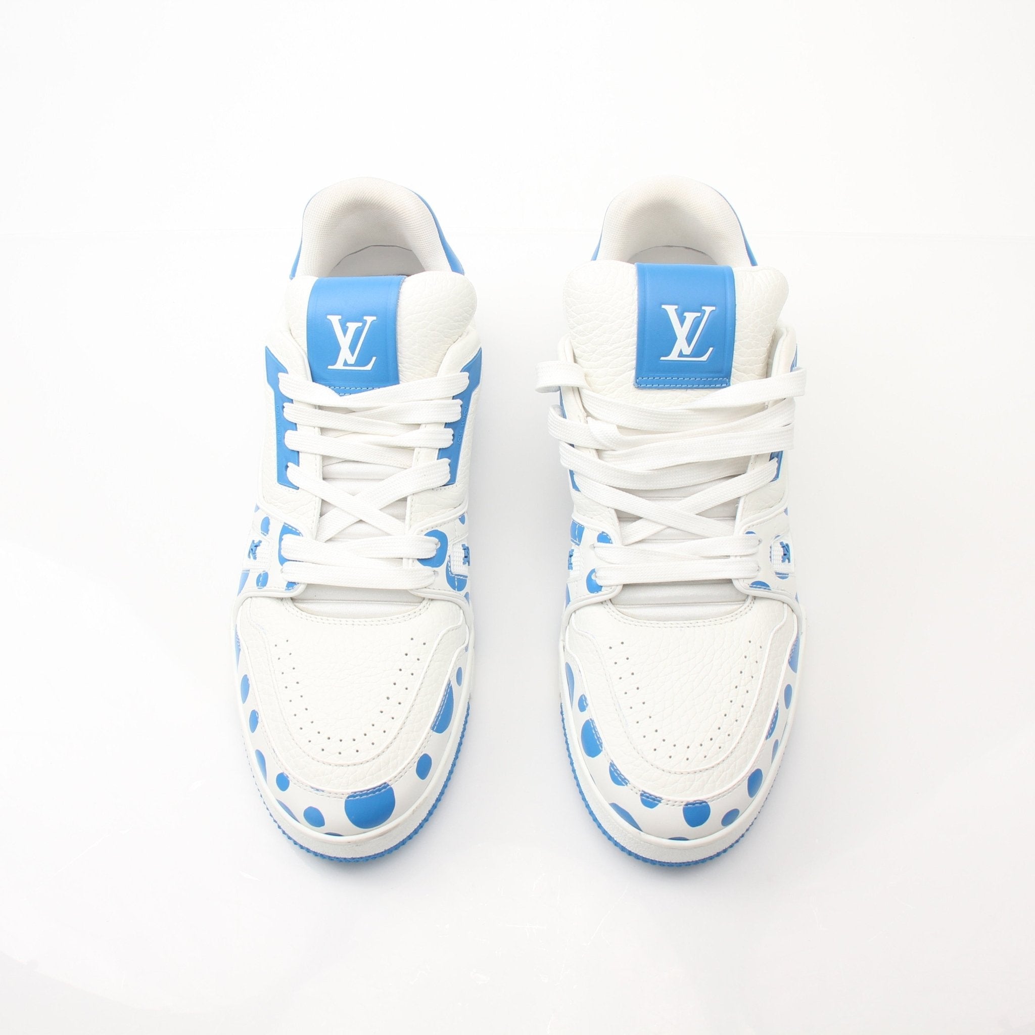 Louis Vuitton x Yayoi Kusama LV Trainer Sneakers by Gold & Beyond with vibrant polka dot design and lace-up style.