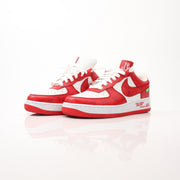 Louis Vuitton x Nike Air Force 1 Low sneakers by Gold & Beyond, featuring stylish design and iconic branding on the shoes.