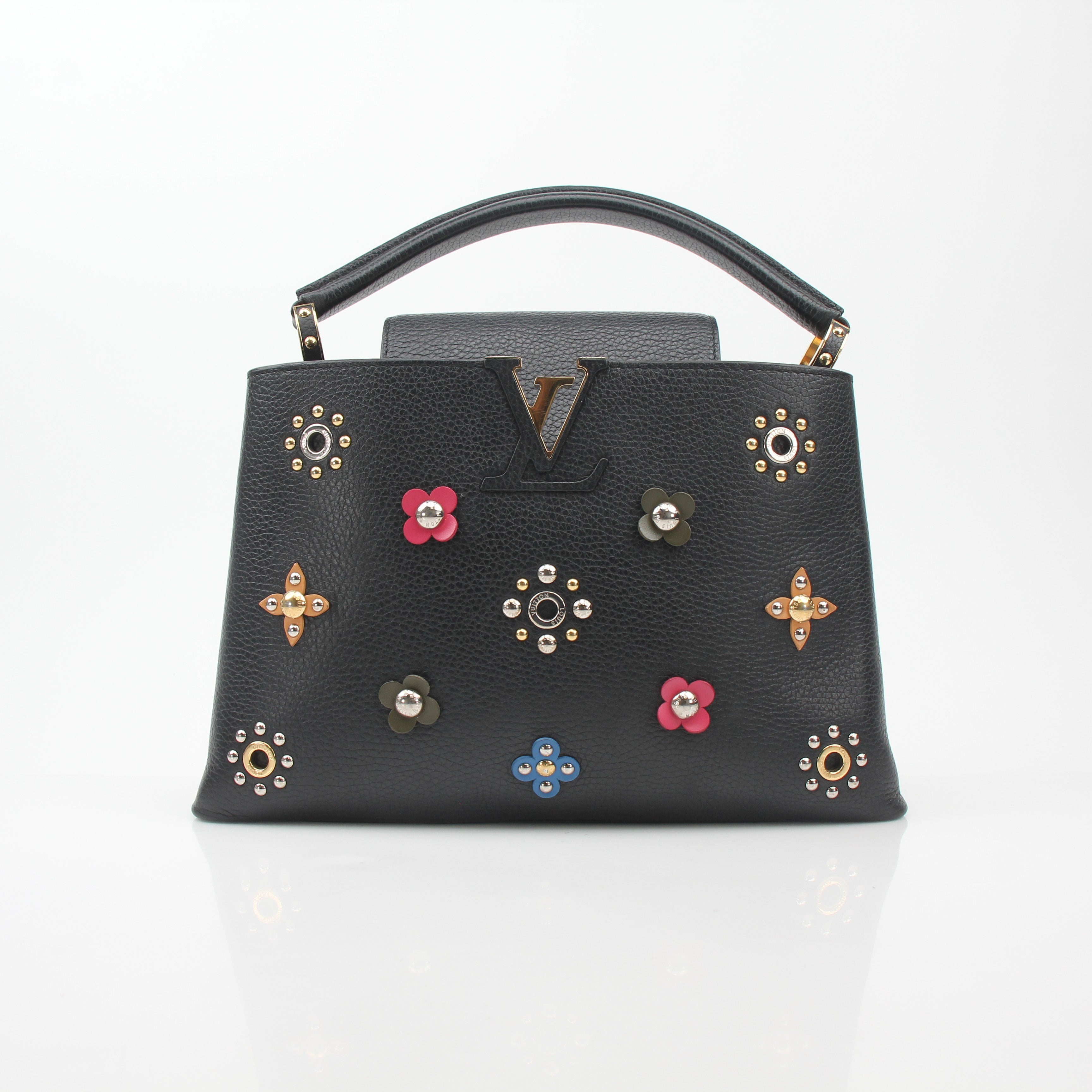 Louis Vuitton Black Capucines PM Mechanical Flowers Handbag