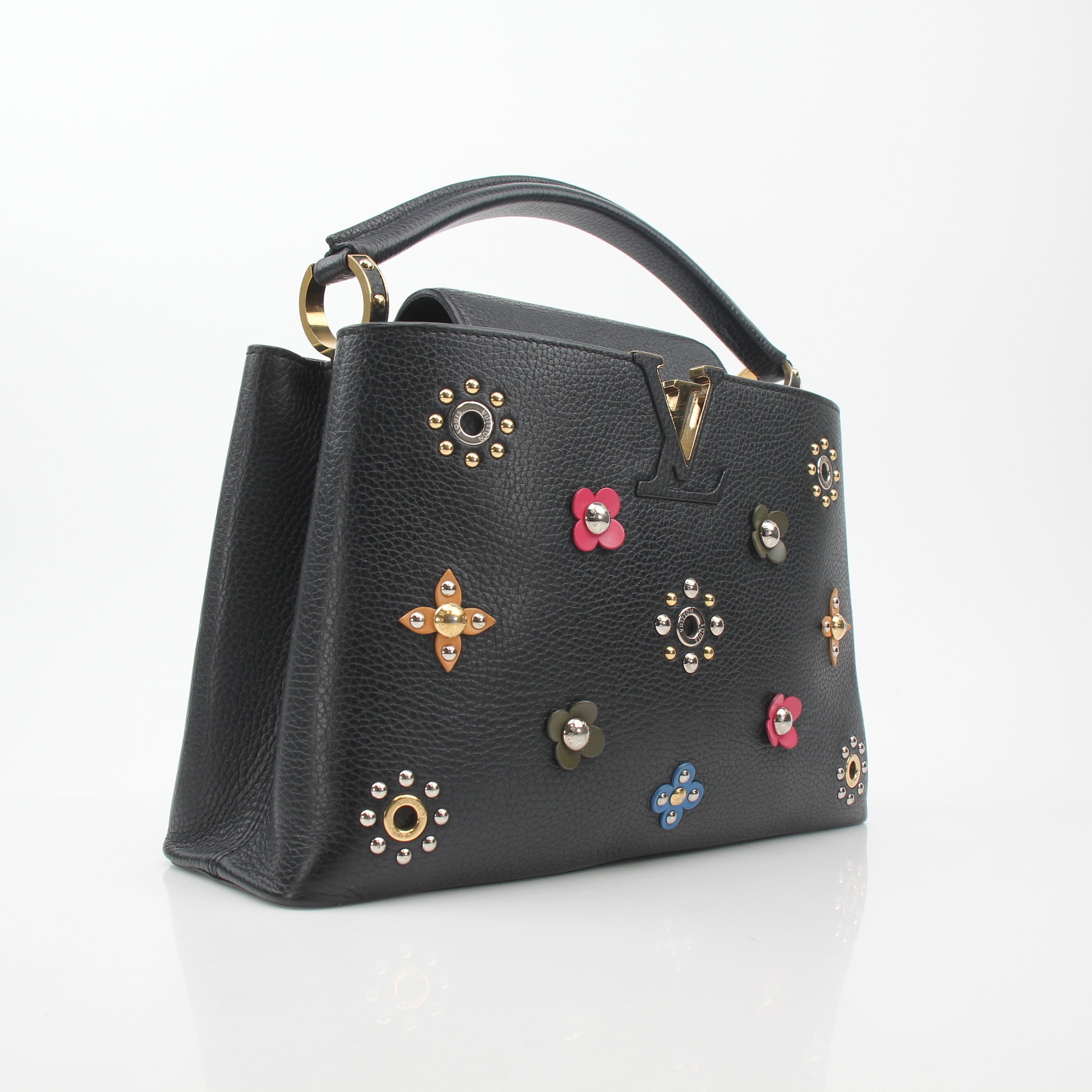 Louis Vuitton Black Capucines PM Mechanical Flowers Handbag