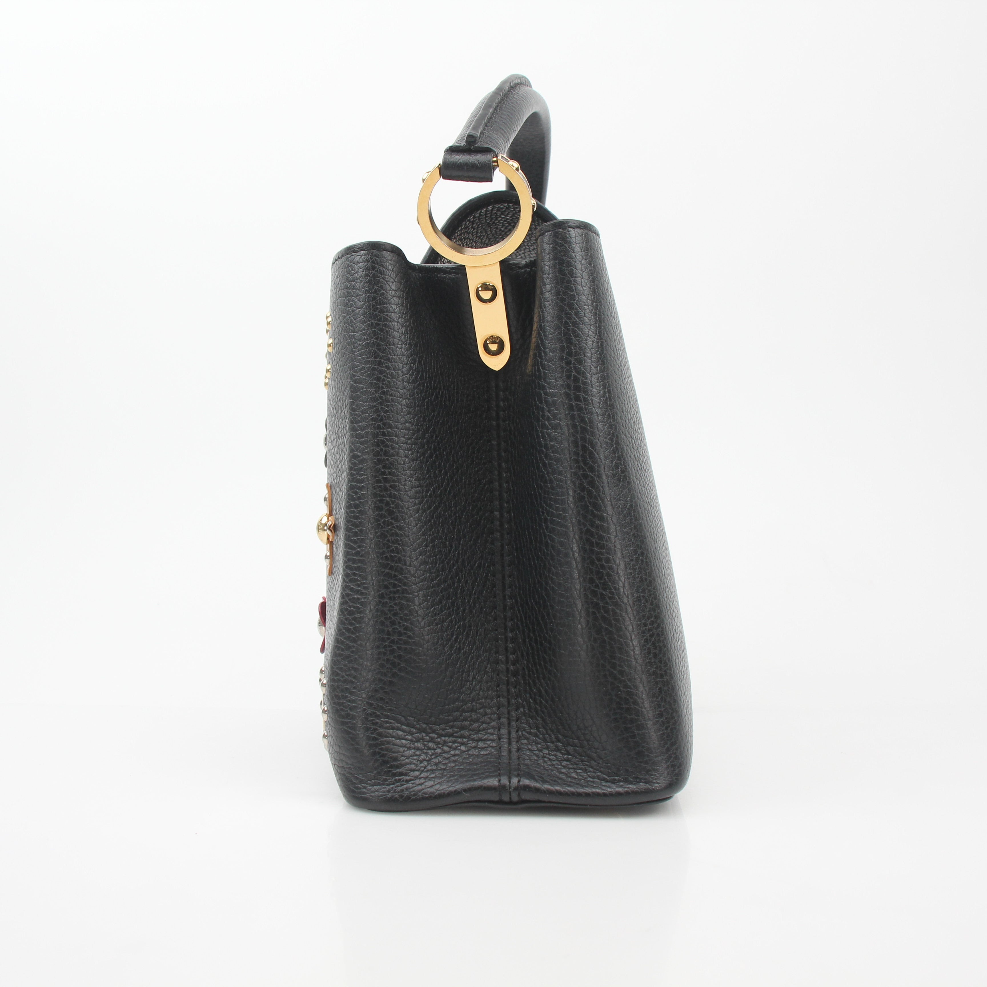 Louis Vuitton Black Capucines PM Mechanical Flowers Handbag