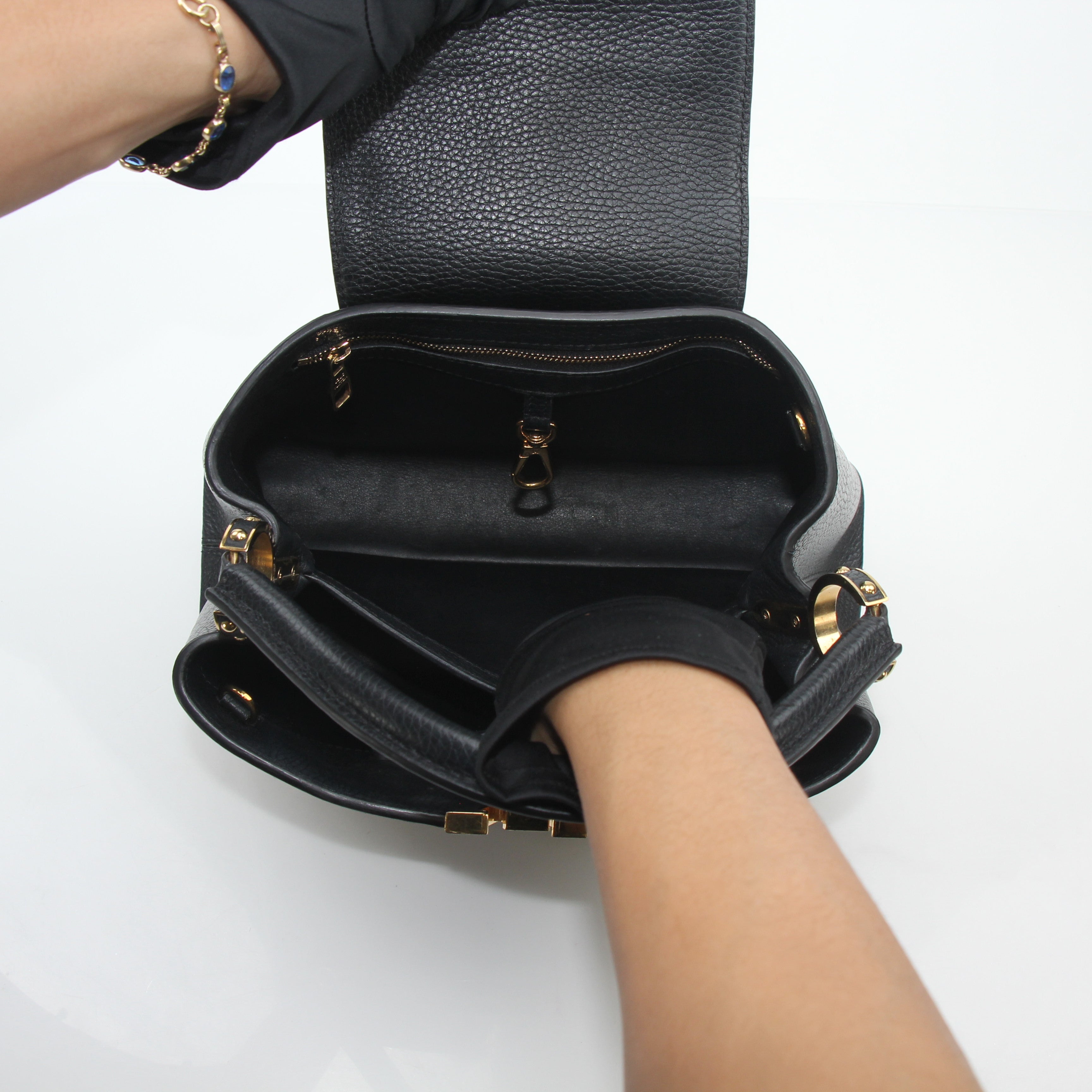 Louis Vuitton Black Capucines PM Mechanical Flowers Handbag