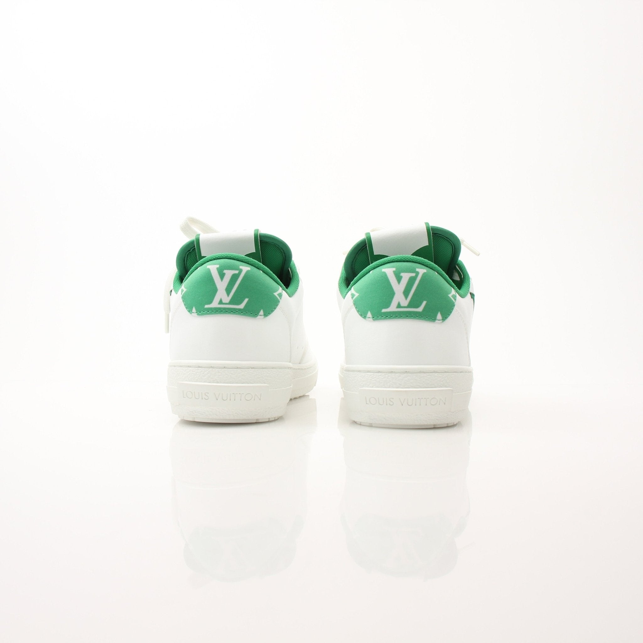 Louis Vuitton Charlie sneakers by Gold & Beyond, stylish shoes with white and brown leather detailing and signature design.