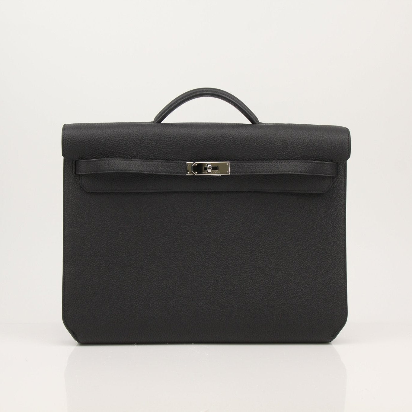 Gold & Beyond Hermès-style handbag with structured design, top handles, and elegant leather finish.