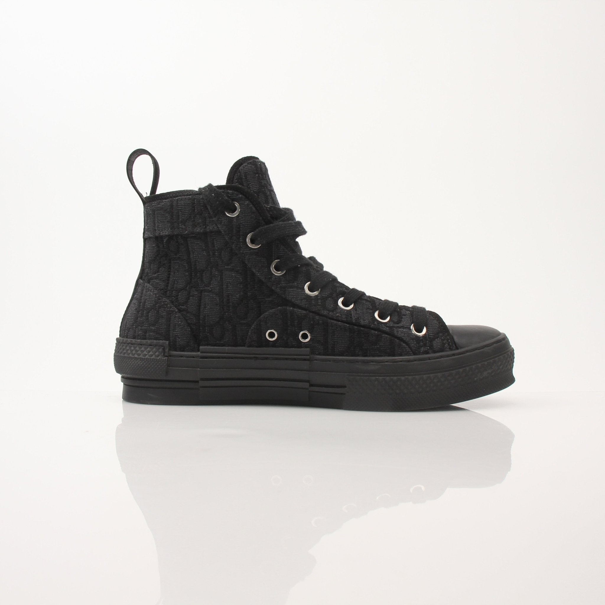 Christian Dior Black B23 high top sneakers by Gold & Beyond, showcasing stylish footwear with black leather and signature design.