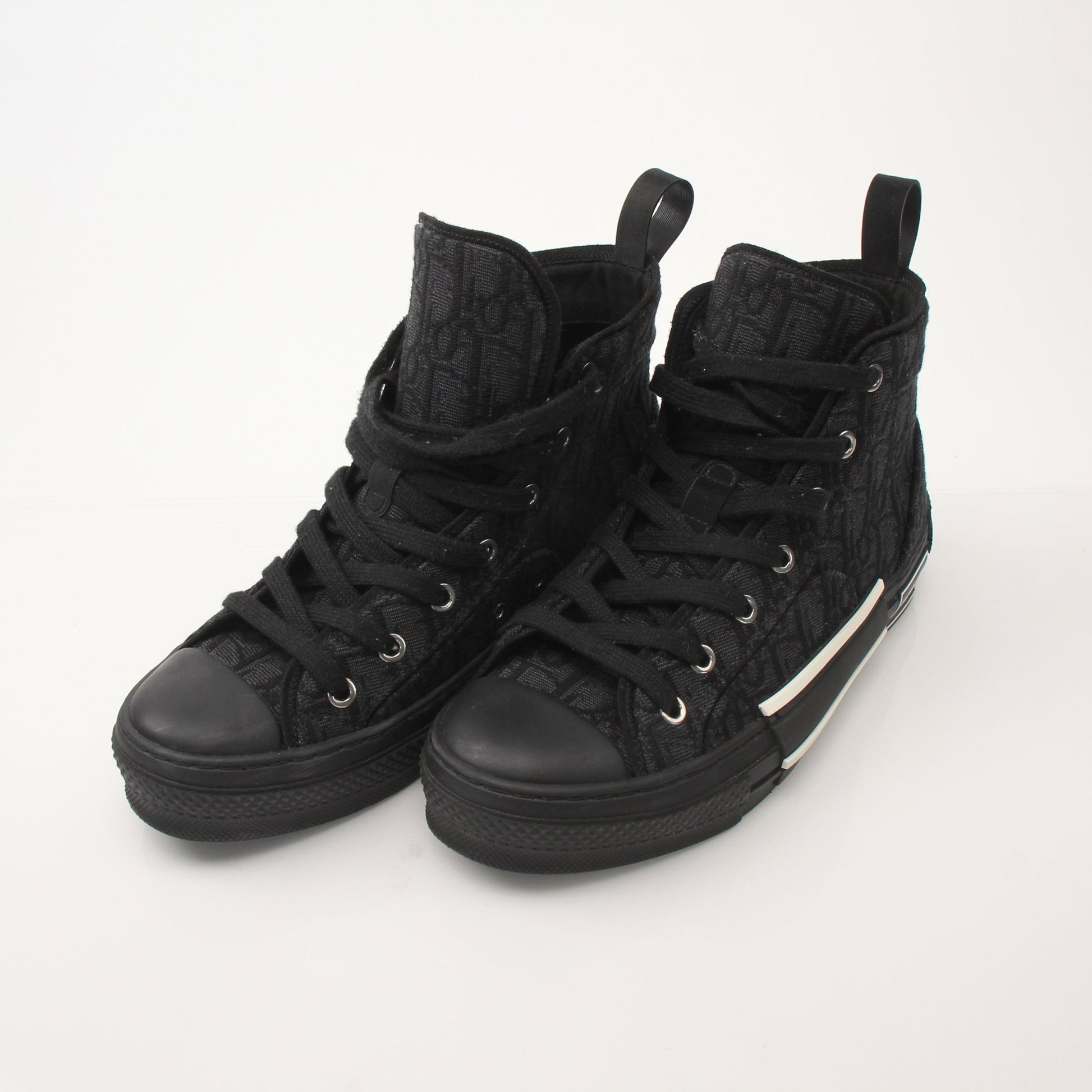 Christian Dior Black B23 high top sneakers by Gold & Beyond, featuring sleek design and durable rubber soles.