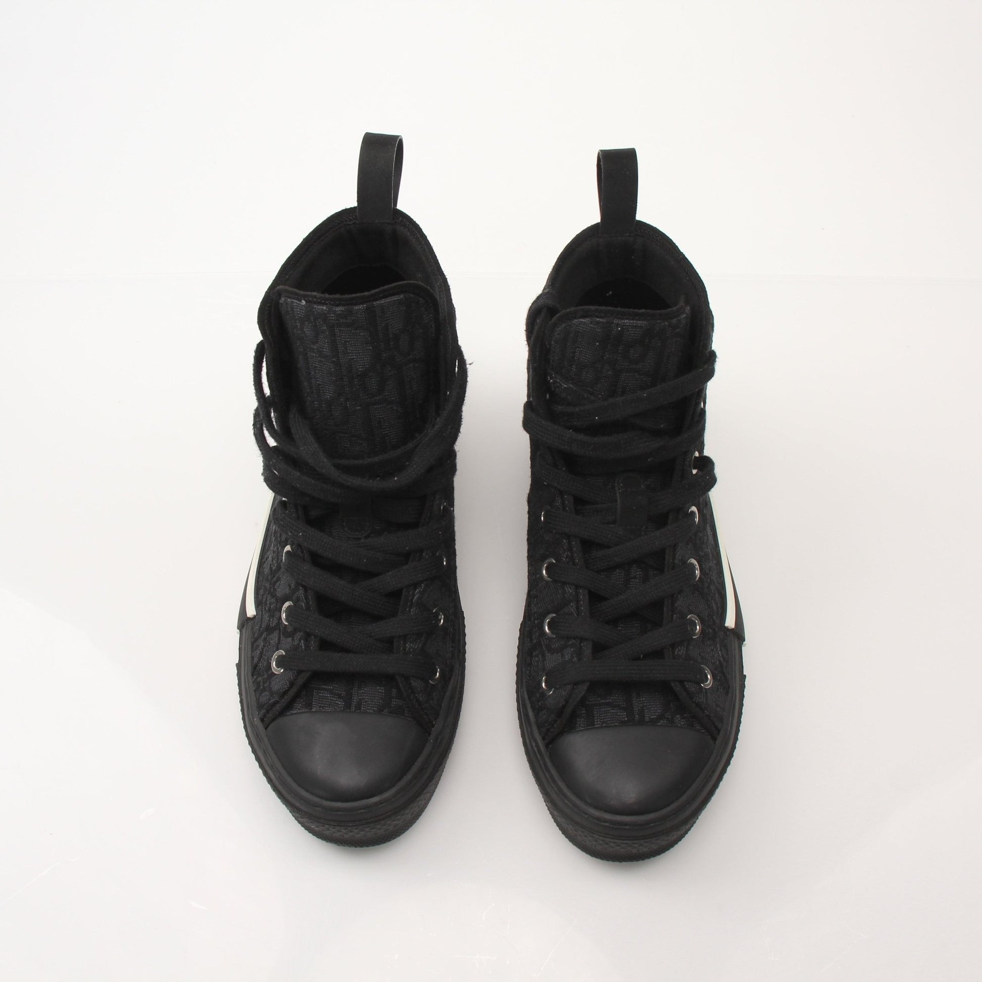 Christian Dior Black B23 high top sneakers with gold accents, showcasing stylish shoes from Gold & Beyond.