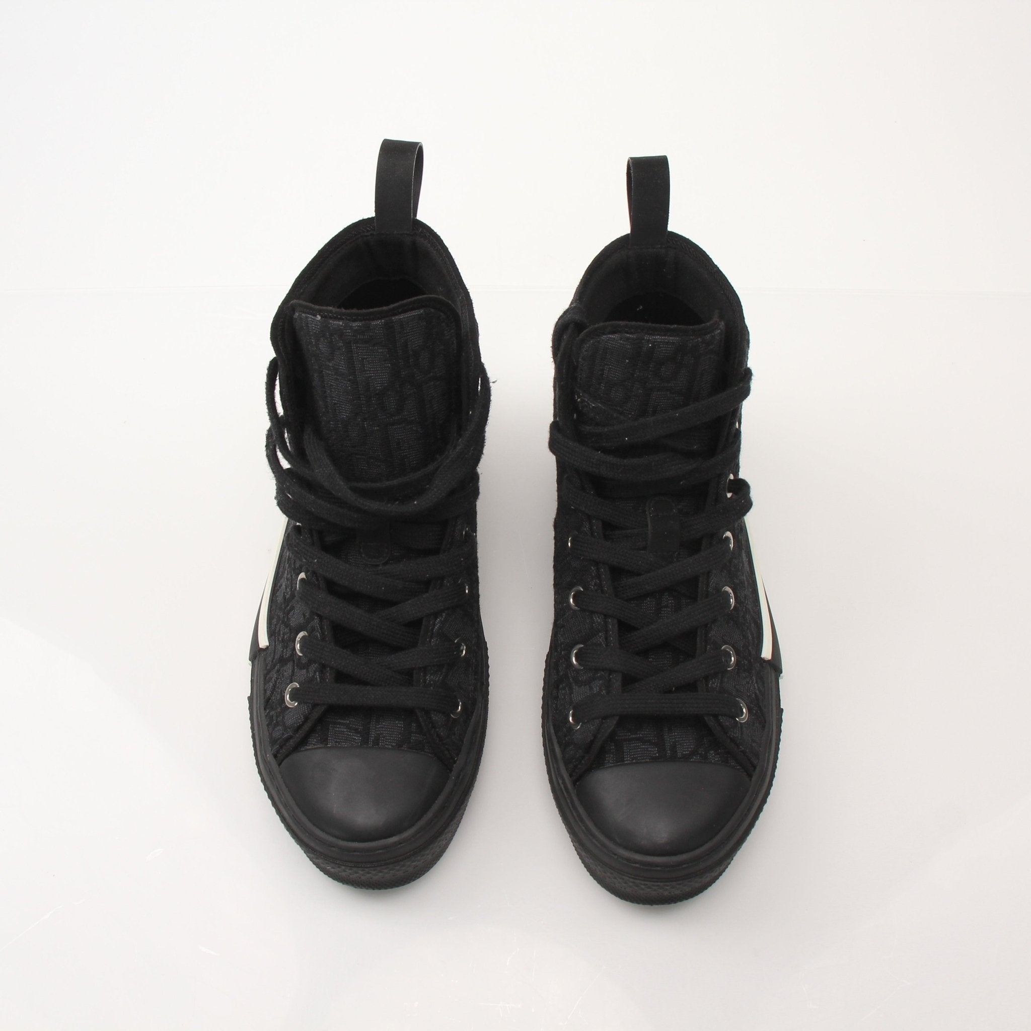 Christian Dior Black B23 high top sneakers with gold accents, showcasing stylish shoes from Gold & Beyond.