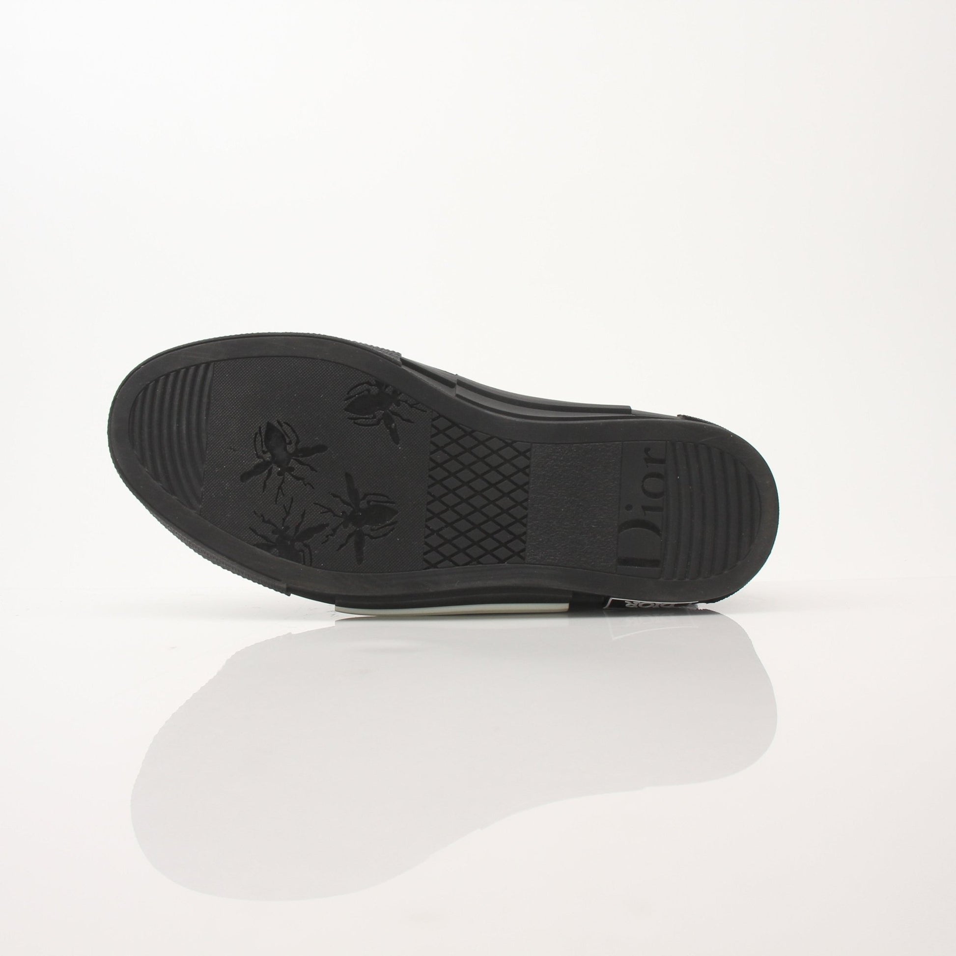 Black Christian Dior B23 high top sneakers by Gold & Beyond, showcasing sleek design and stylish sneaker details.