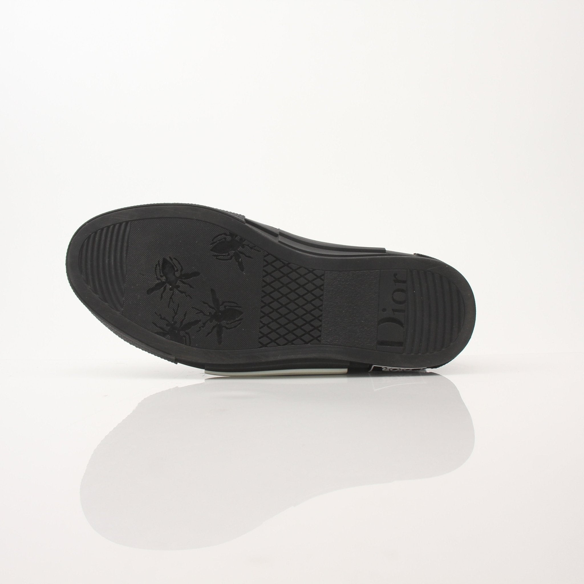 Black Christian Dior B23 high top sneakers by Gold & Beyond, showcasing sleek design and stylish sneaker details.