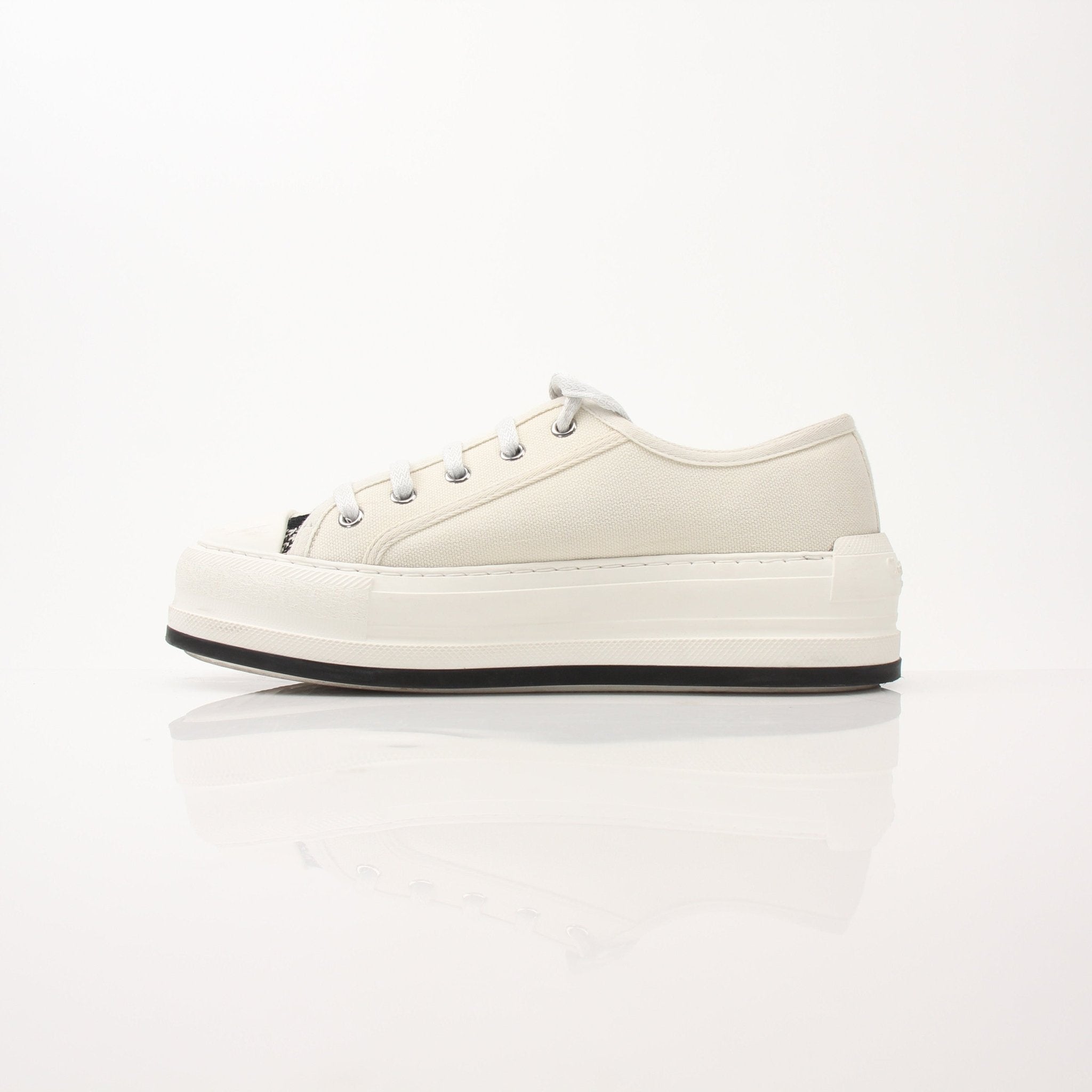 Christian Dior Walk’n’Dior platform sneakers in white with gold accents, showcasing stylish shoes from Gold & Beyond.