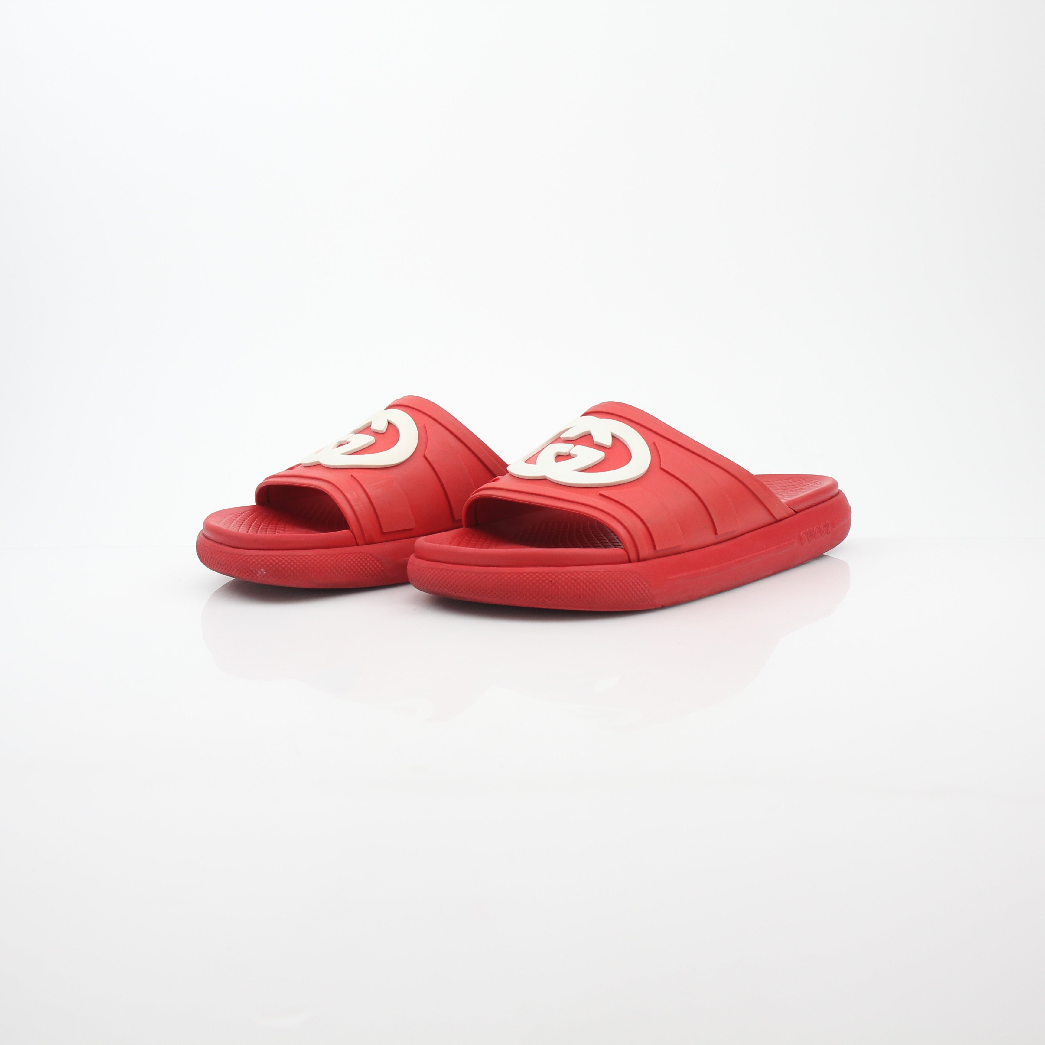 Gucci Red Interlocking G Slide Sandals