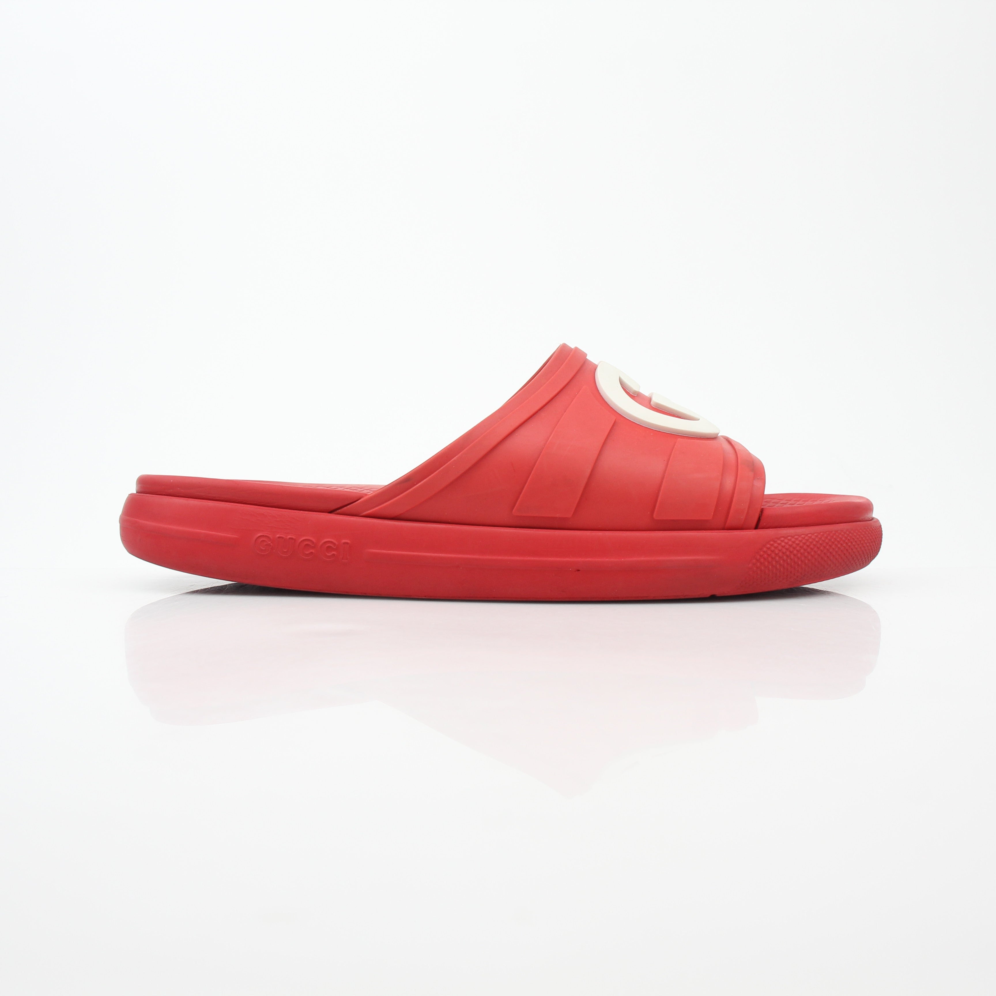 Gucci Red Interlocking G Slide Sandals