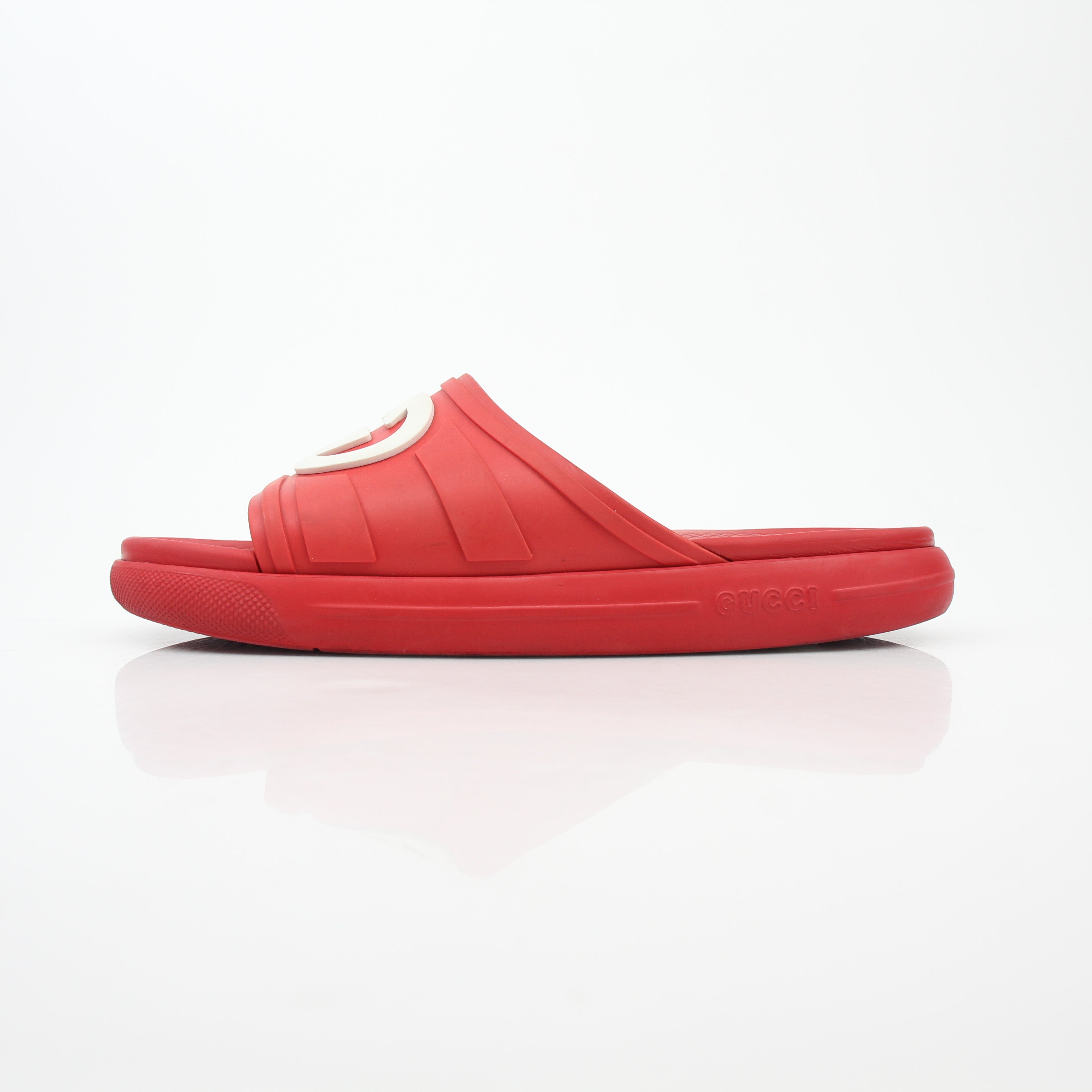 Gucci Red Interlocking G Slide Sandals