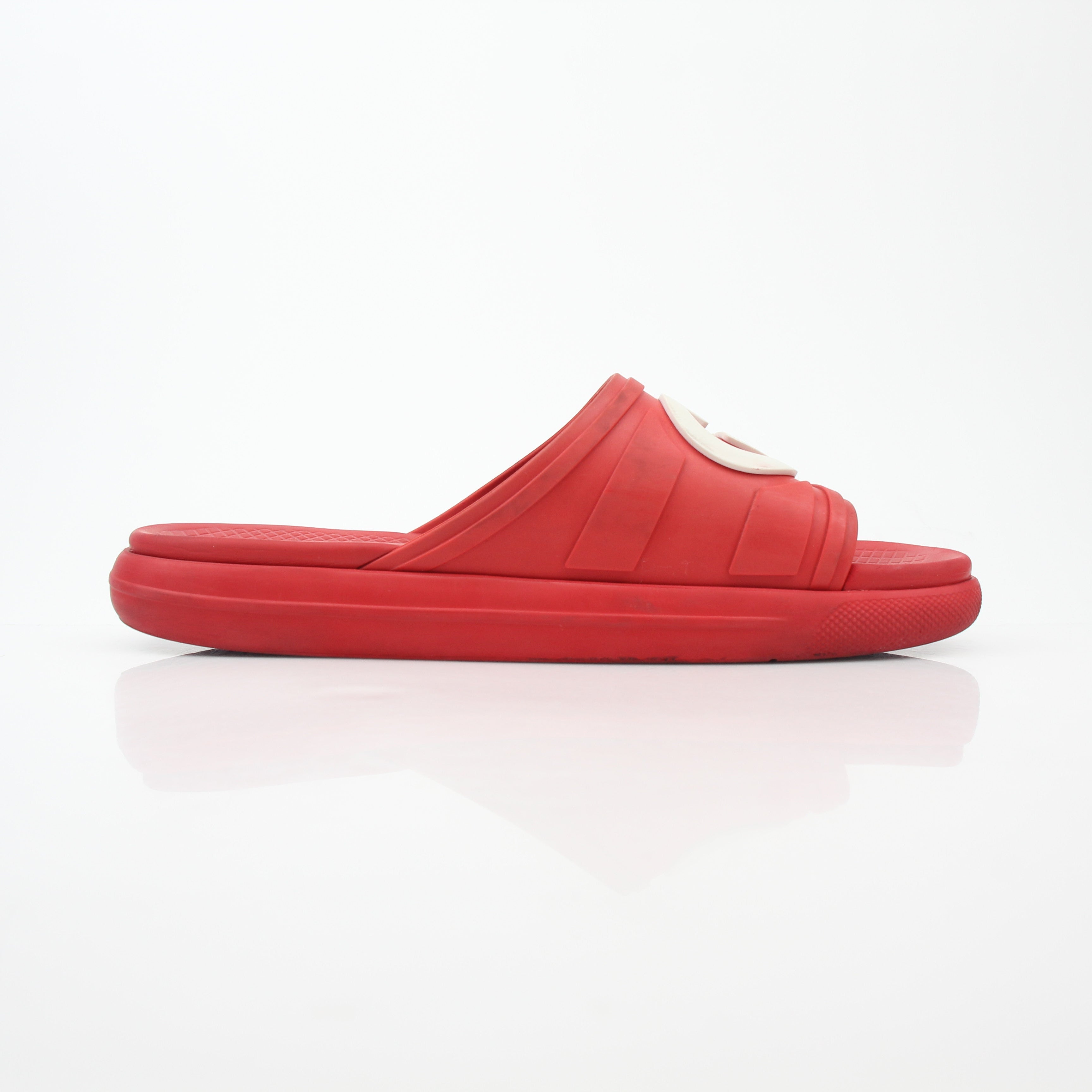 Gucci Red Interlocking G Slide Sandals