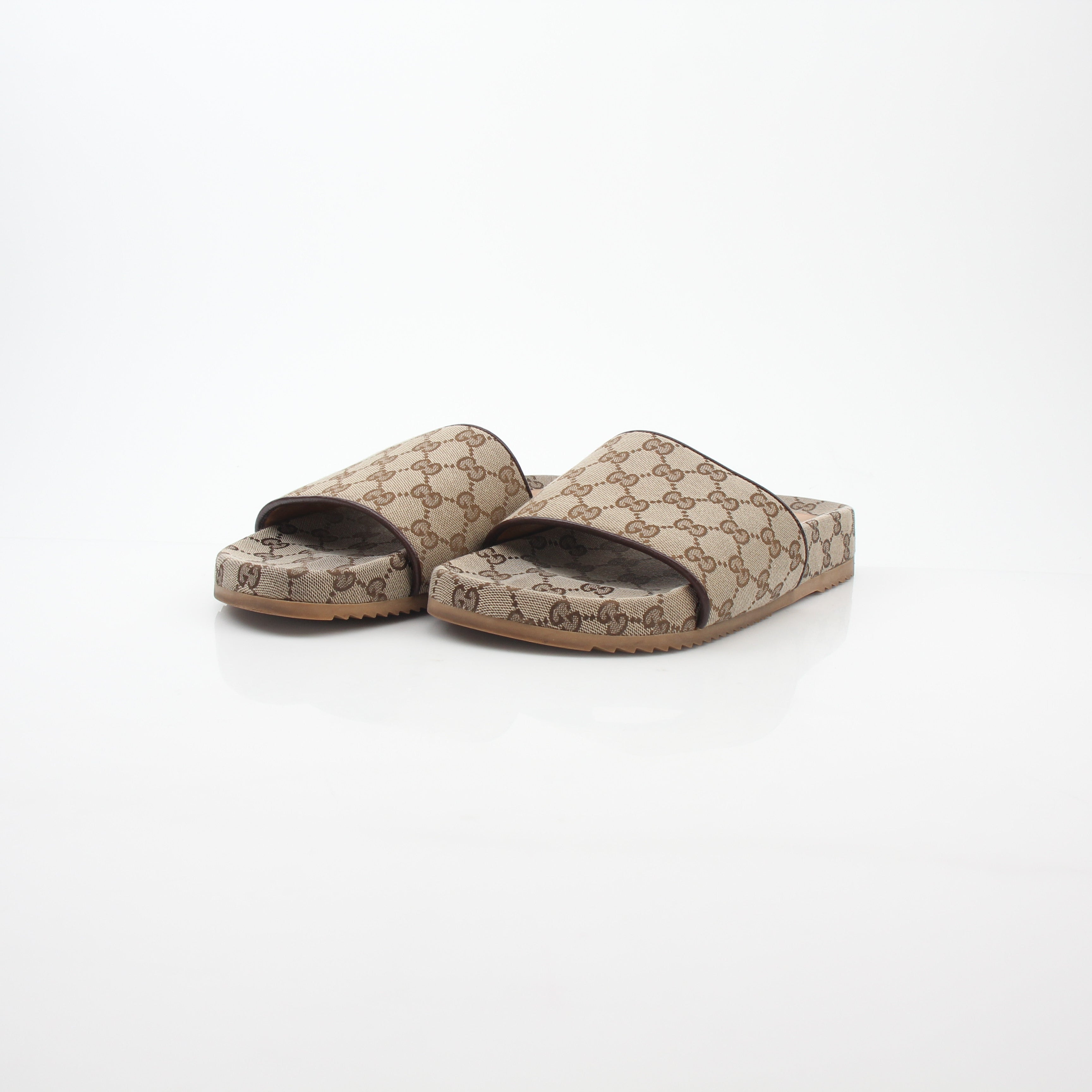 Gucci Beige GG Canvas Slide Sandals