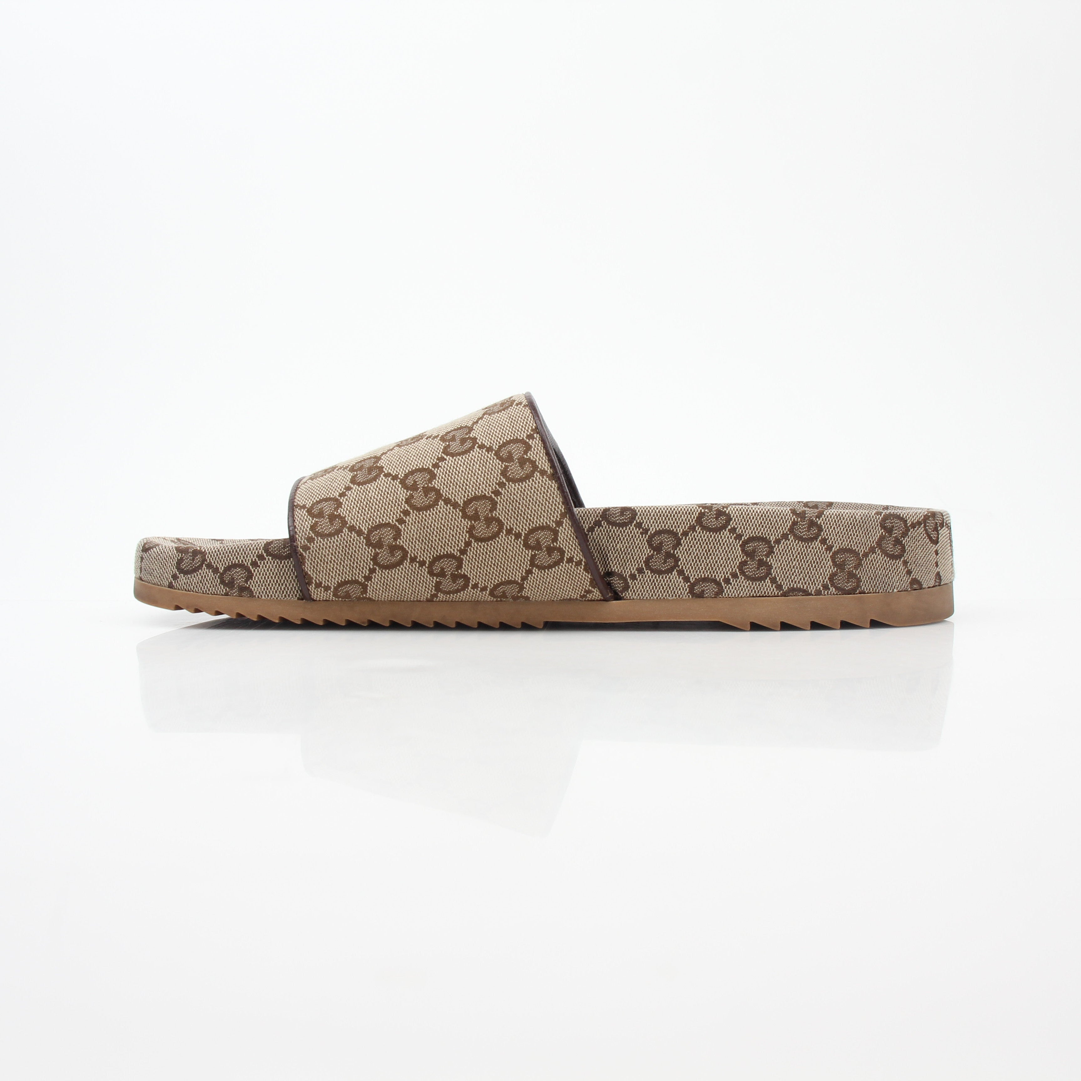 Gucci Beige GG Canvas Slide Sandals