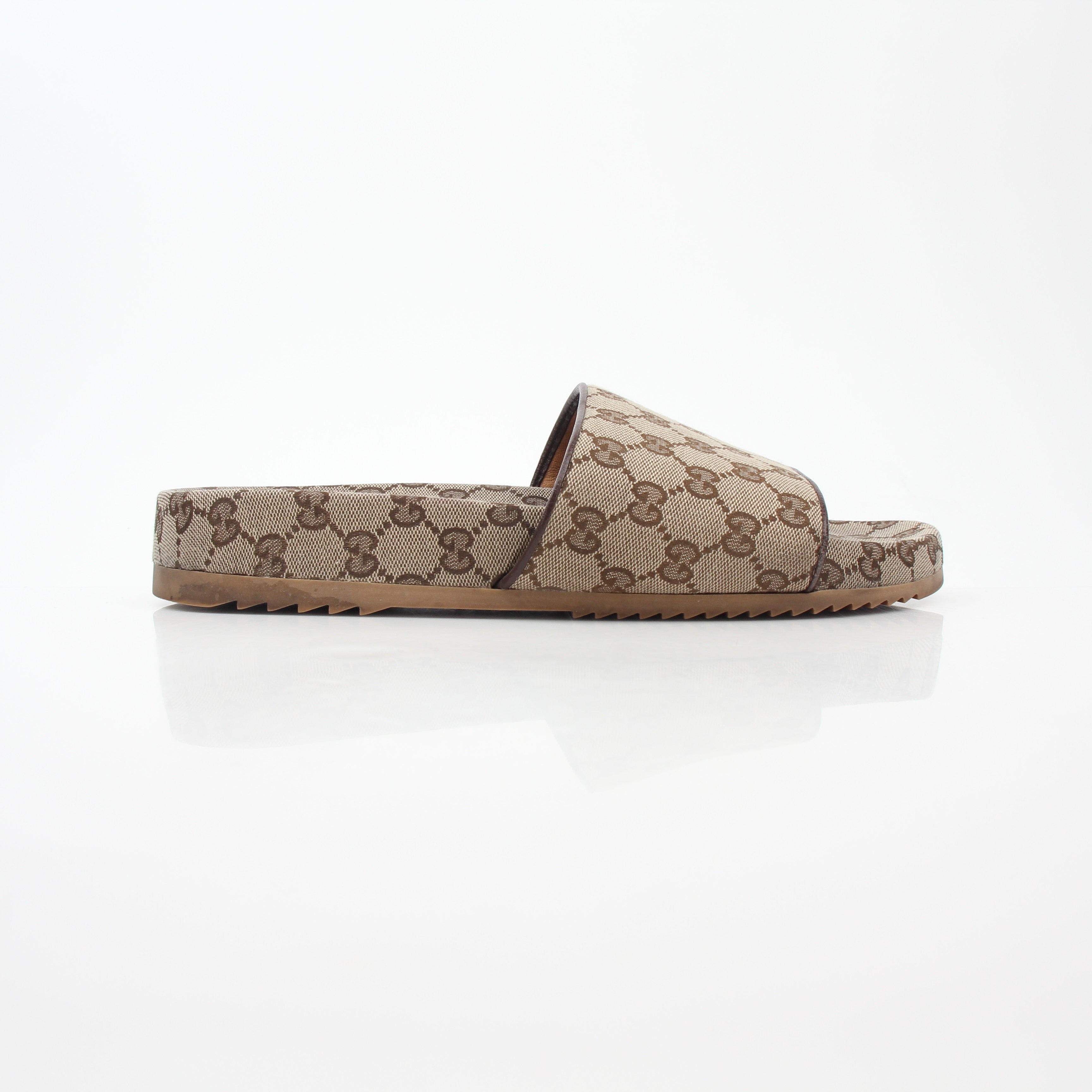 Gucci Beige GG Canvas Slide Sandals