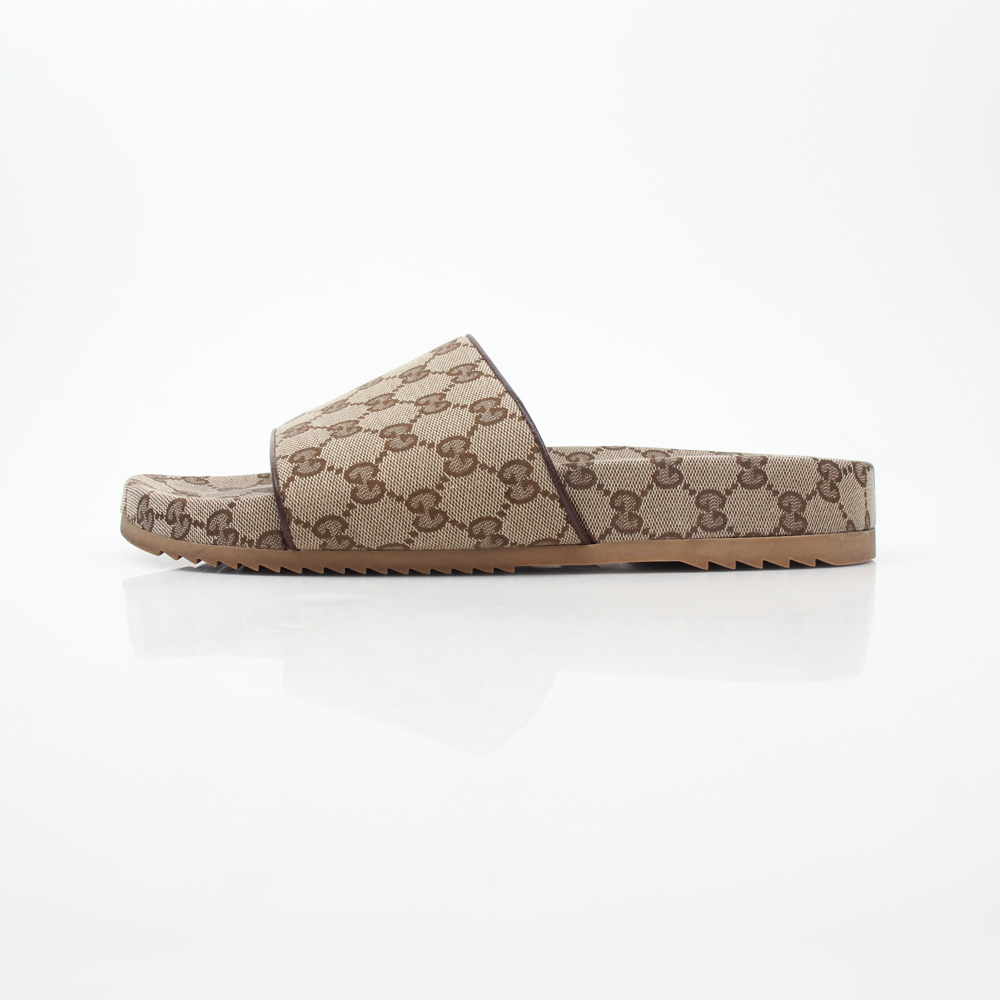 Gucci Beige GG Canvas Slide Sandals