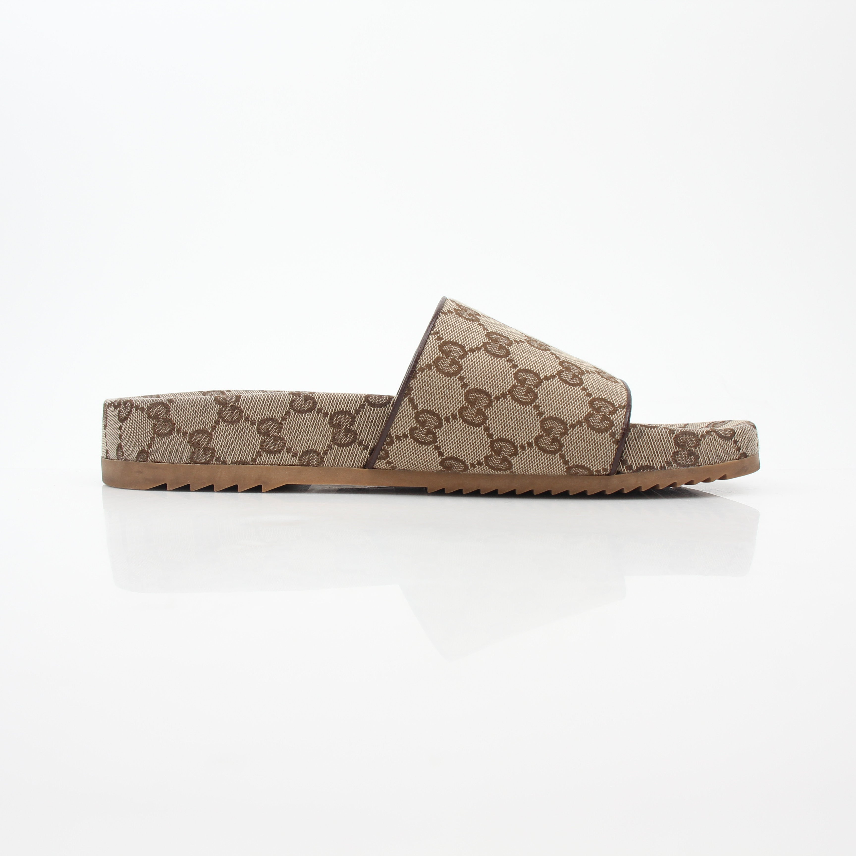 Gucci Beige GG Canvas Slide Sandals
