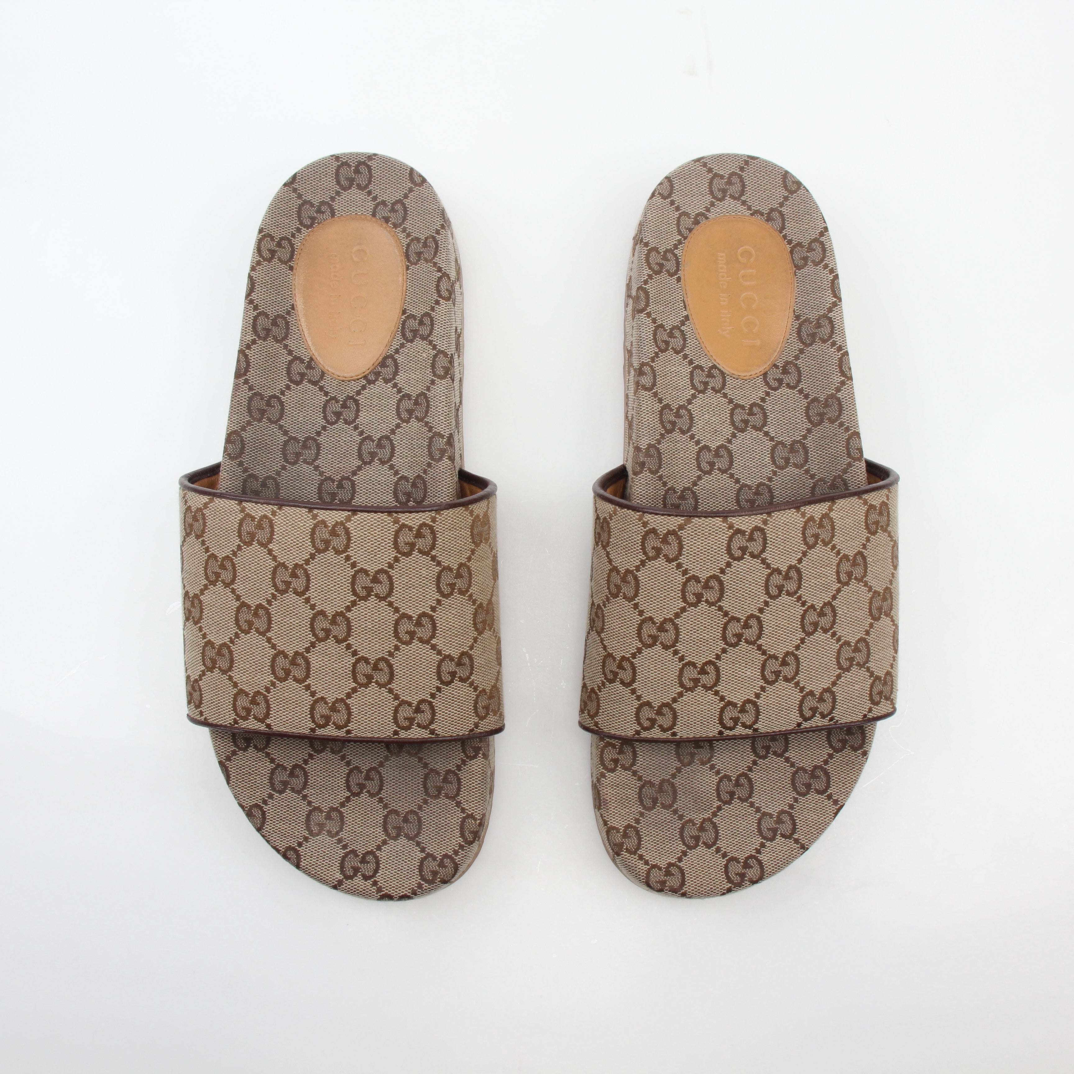 Gucci Beige GG Canvas Slide Sandals