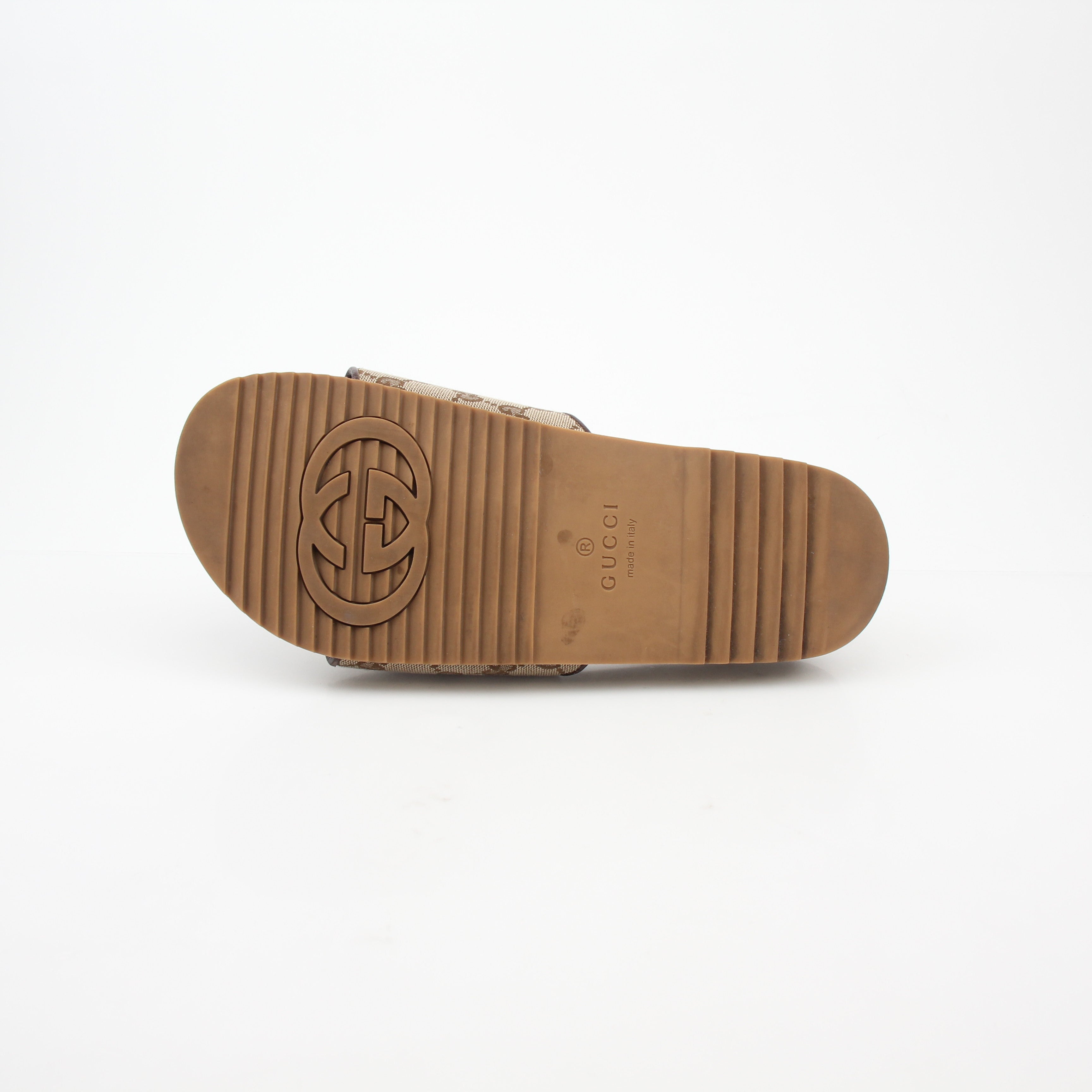 Gucci Beige GG Canvas Slide Sandals