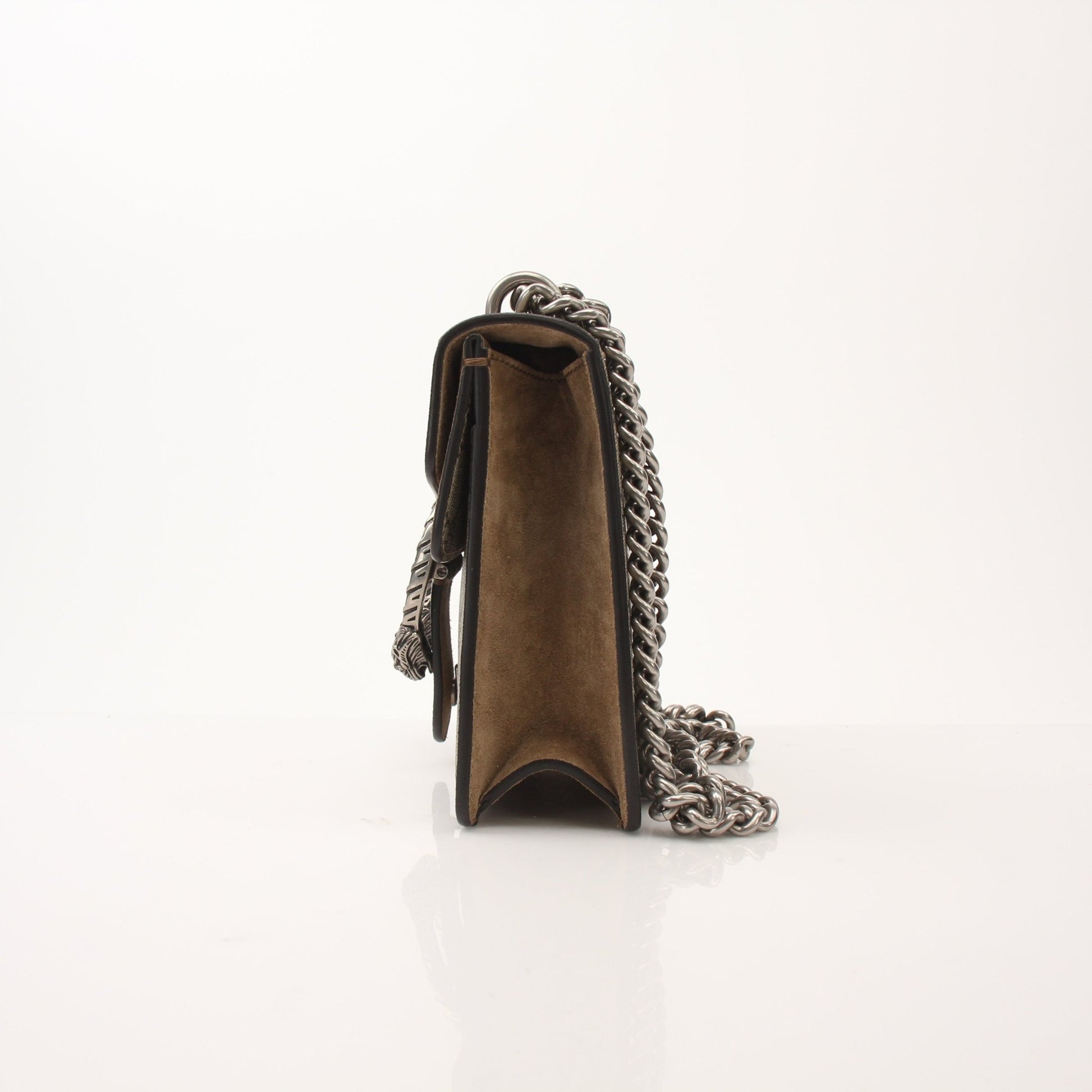 Gold & Beyond Gucci Dionysus Mini Shoulder Bag handbag with signature hardware and textured leather, shown in a close-up view.