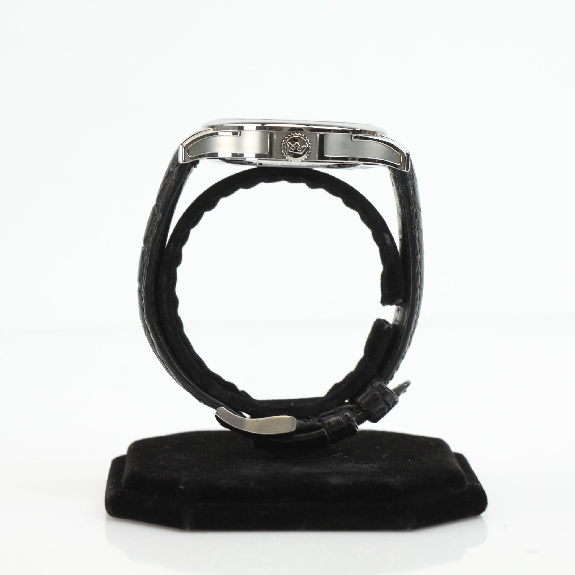 Gold & Beyond Marvin automatic dress watch with sleek design and stainless steel band, displayed on a white background.