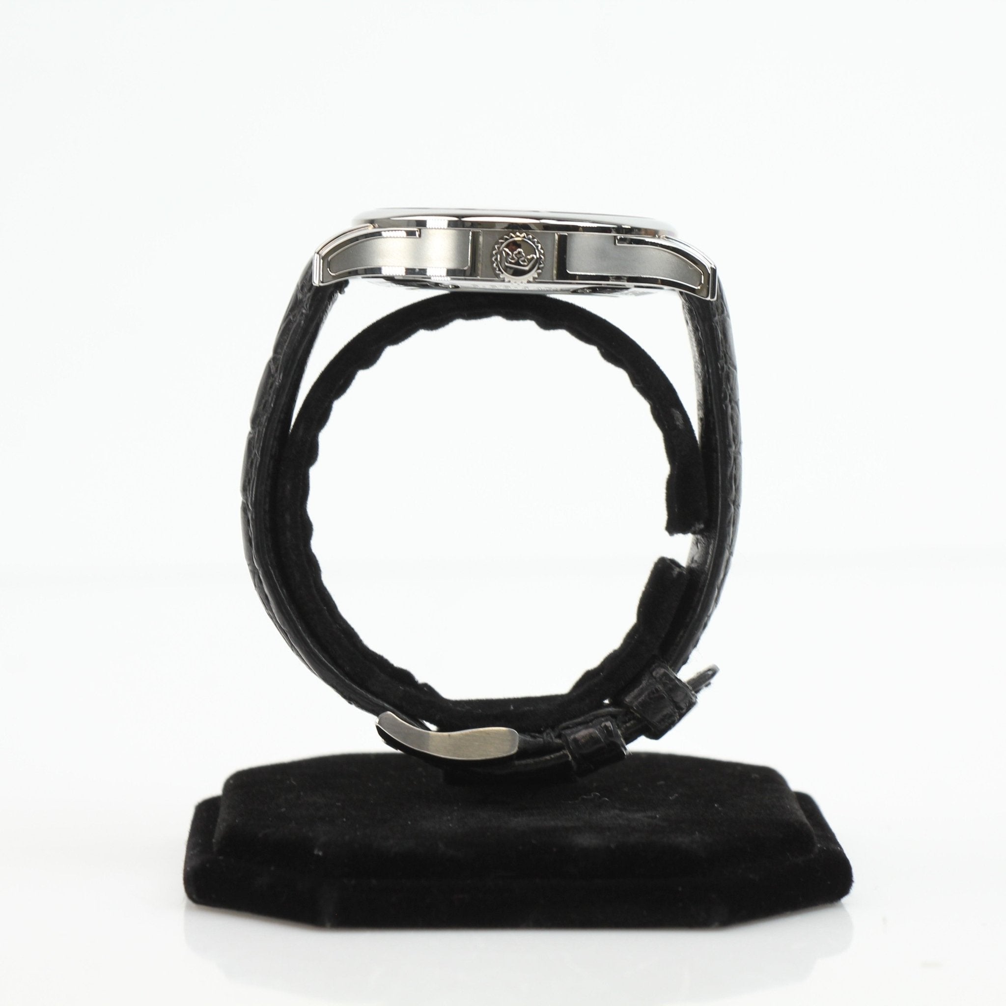 Gold & Beyond Marvin automatic dress watch with sleek design and stainless steel band, displayed on a white background.