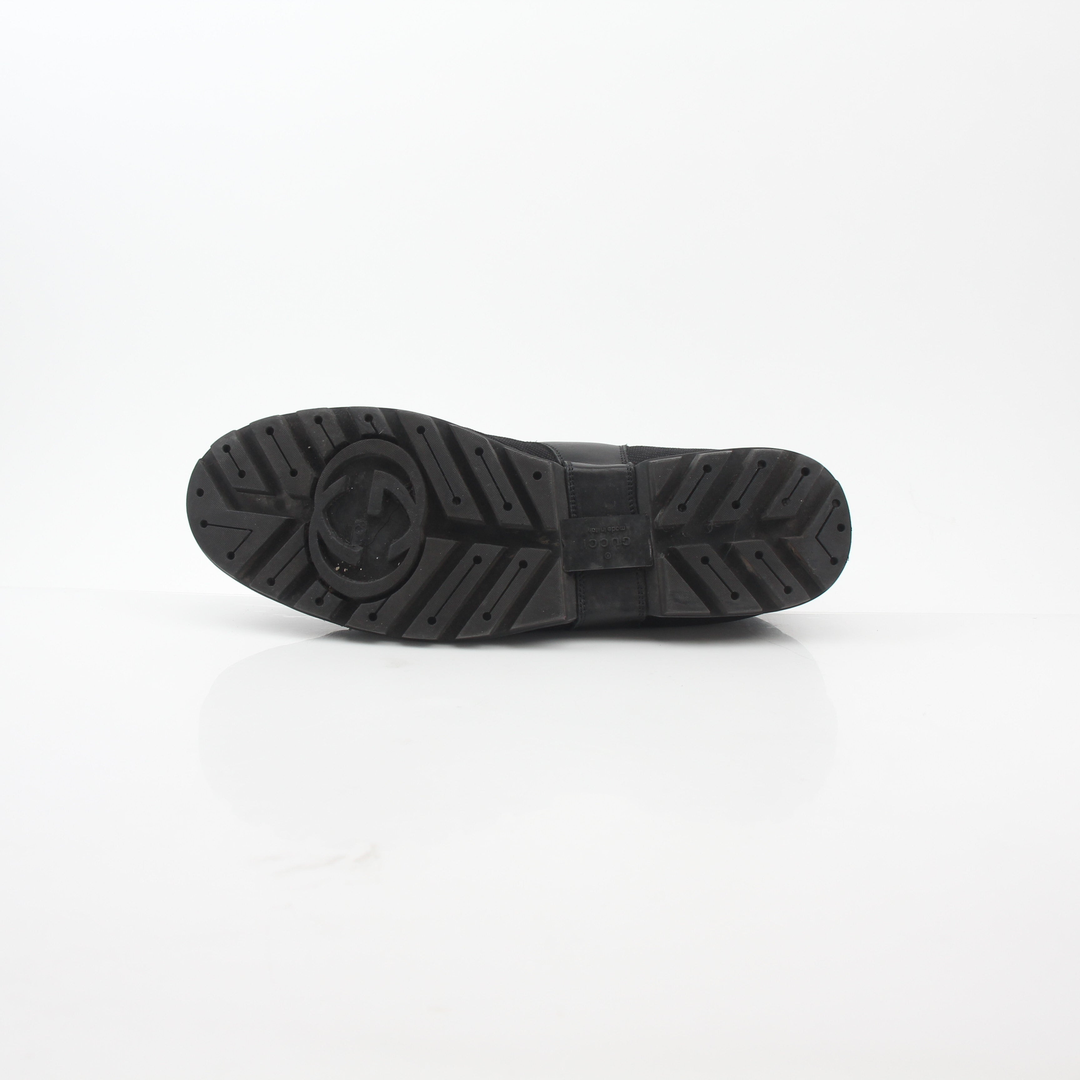 Gucci black Web accent combat boots for women, featuring sturdy soles and stylish design, from Gold & Beyond.