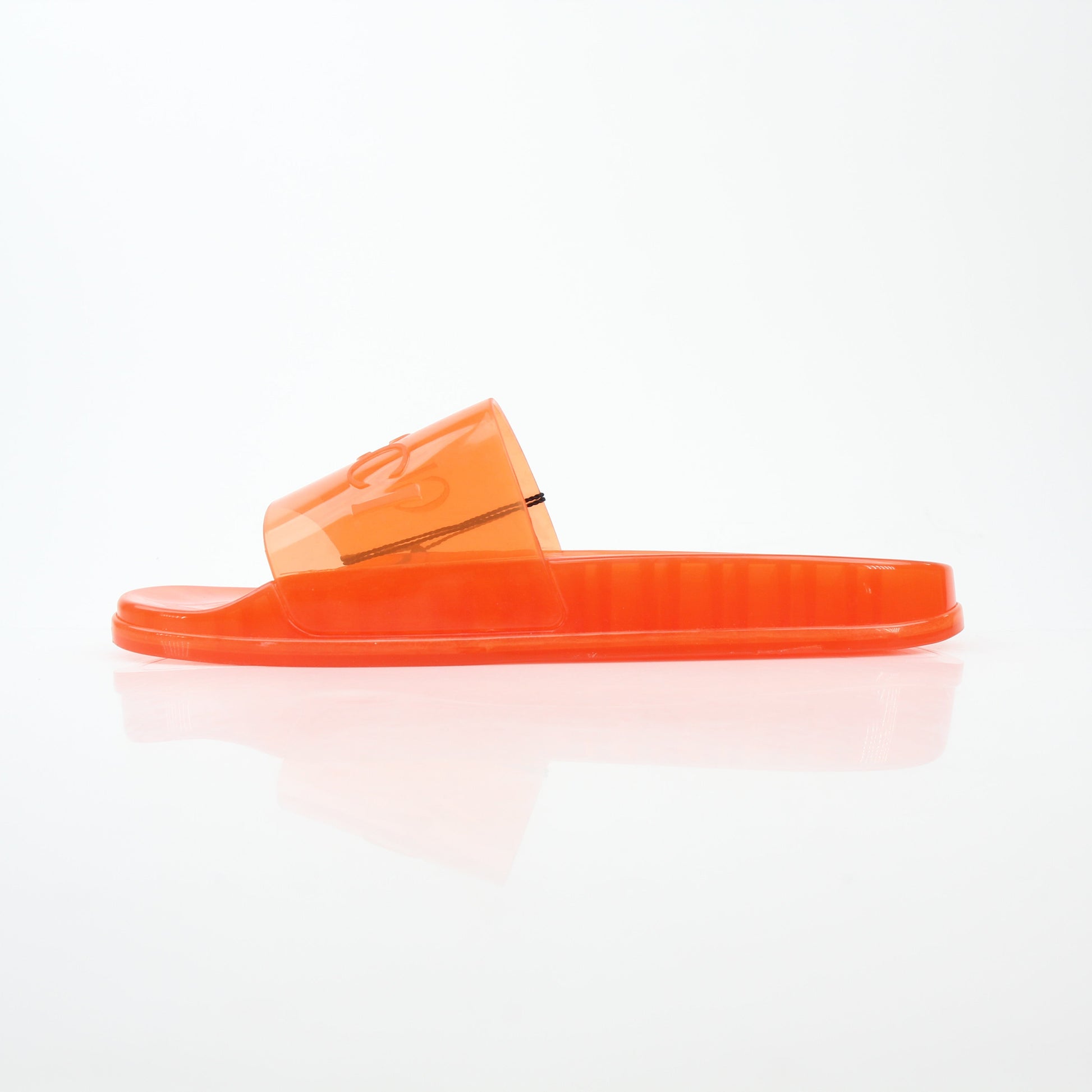 Gucci orange Pursuit logo slide sandals with wide straps and cushioned soles, casual open-toe shoes for warm weather.