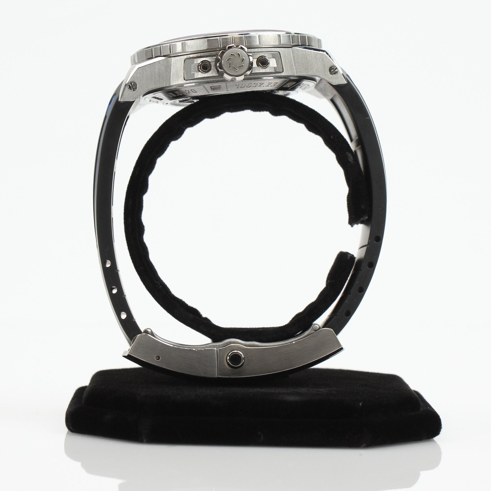 Carl F. Bucherer ScubaTec Diver watch with black dial, stainless steel bracelet, and rotating bezel.