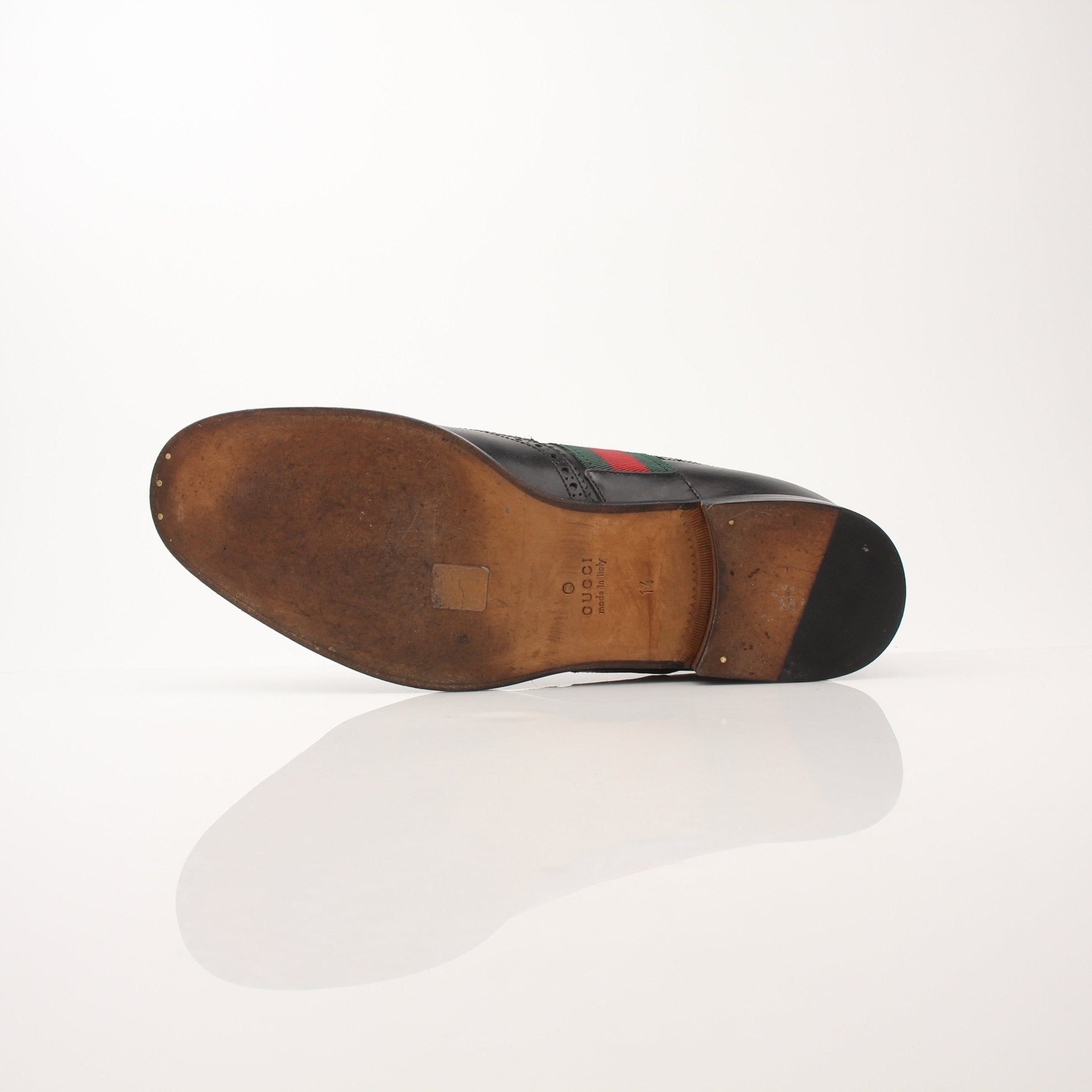 Gold & Beyond Gucci men's Bee Web Derby shoes, stylish leather footwear with detailed bee and web pattern design.