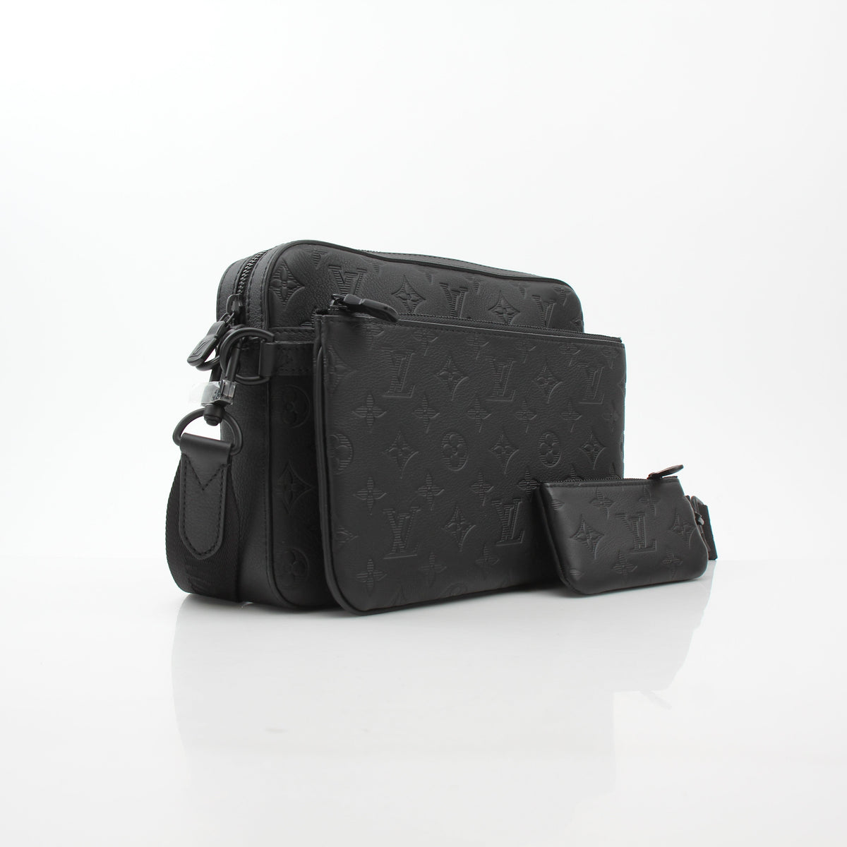 Louis Vuitton Black Monogram Shadow Trio Messenger Bag