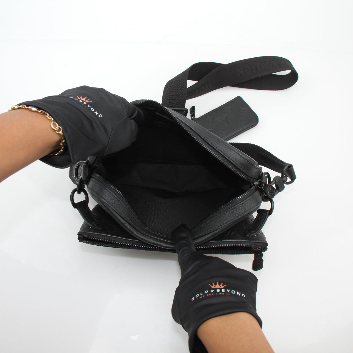 Louis Vuitton Black Monogram Shadow Trio Messenger Bag