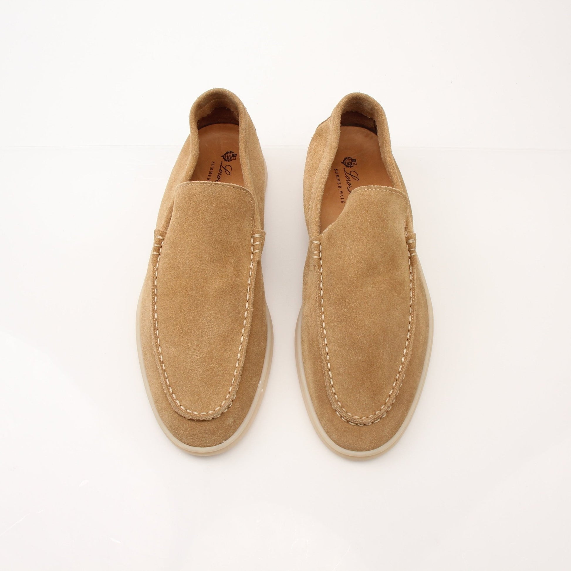 Gold & Beyond men's Loro Piana Summer Walk loafers, stylish shoes with sleek design and neutral color, ideal for warm-weather wear.