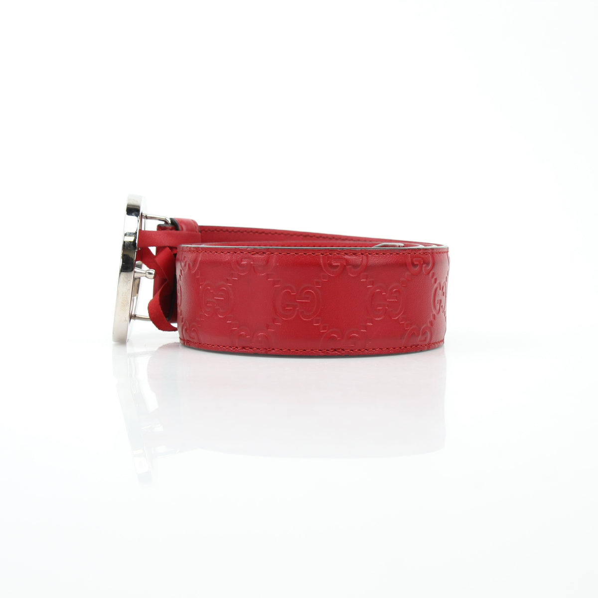 Gucci Red Guccissima Interlocking G Belt