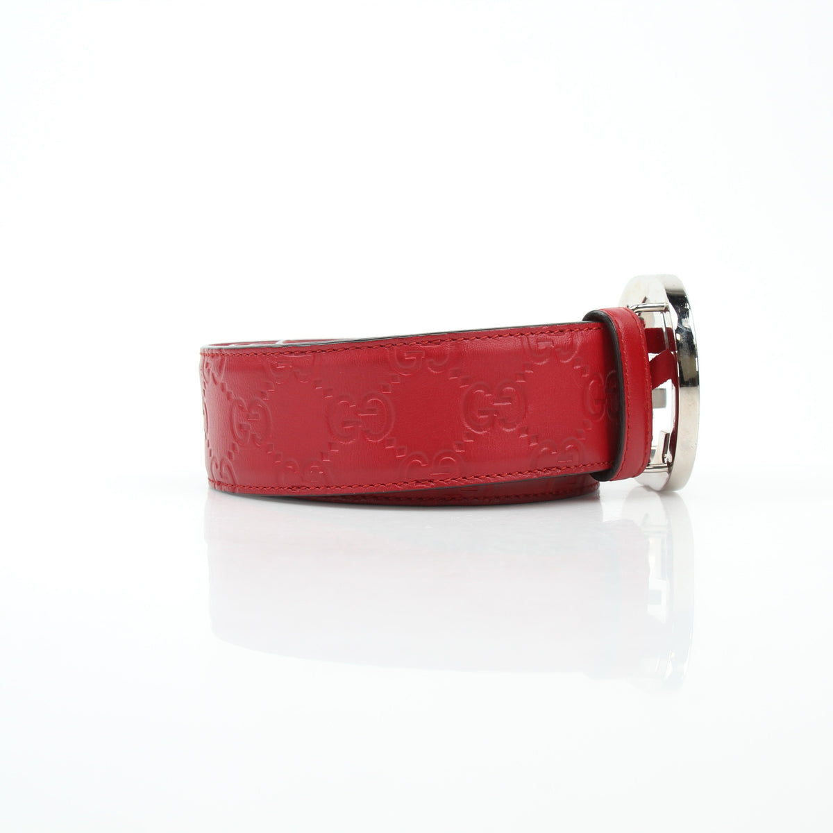 Gucci Red Guccissima Interlocking G Belt