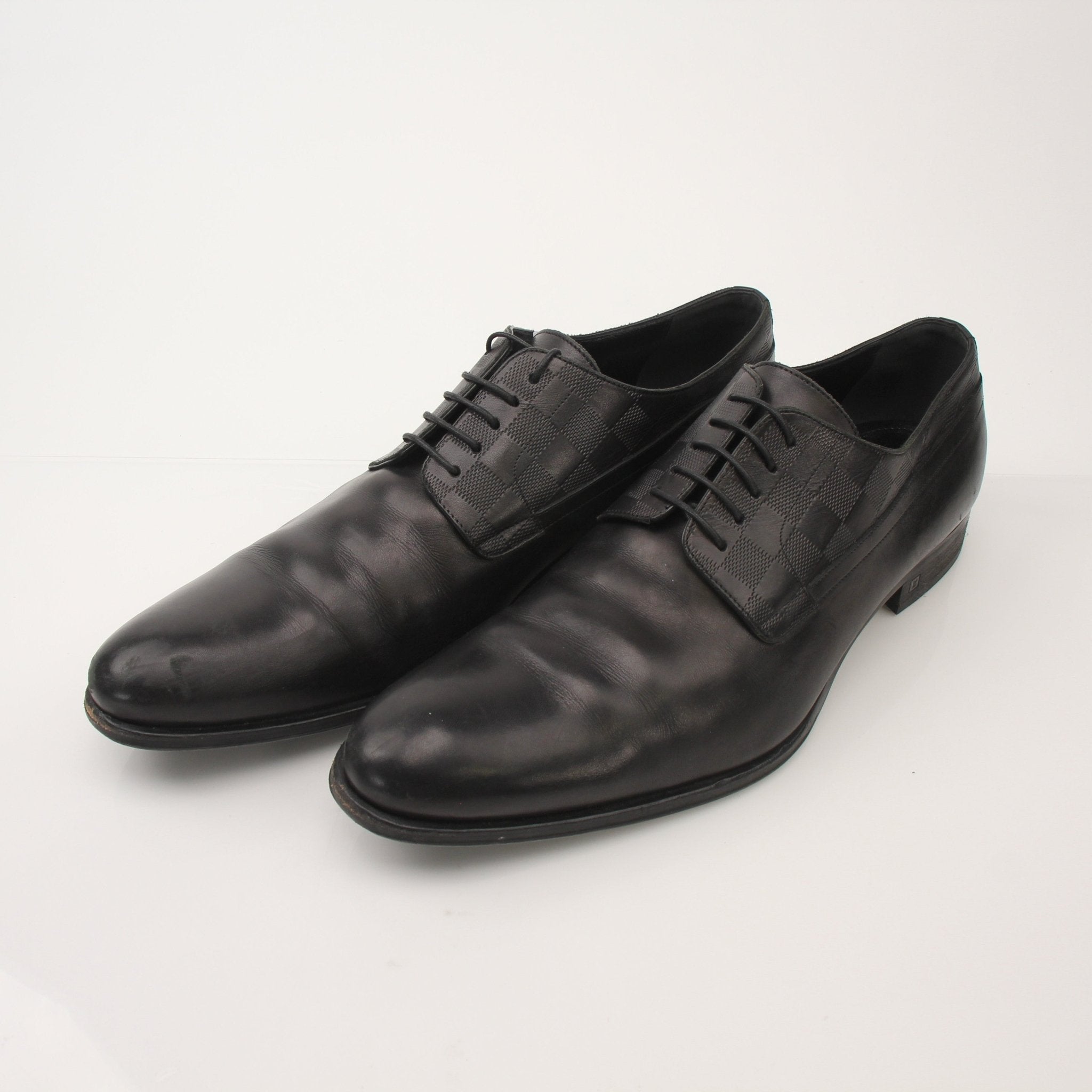 Gold & Beyond Louis Vuitton Men’s Haussmann Derby Shoes, classic leather shoes with polished finish and lace-up design.