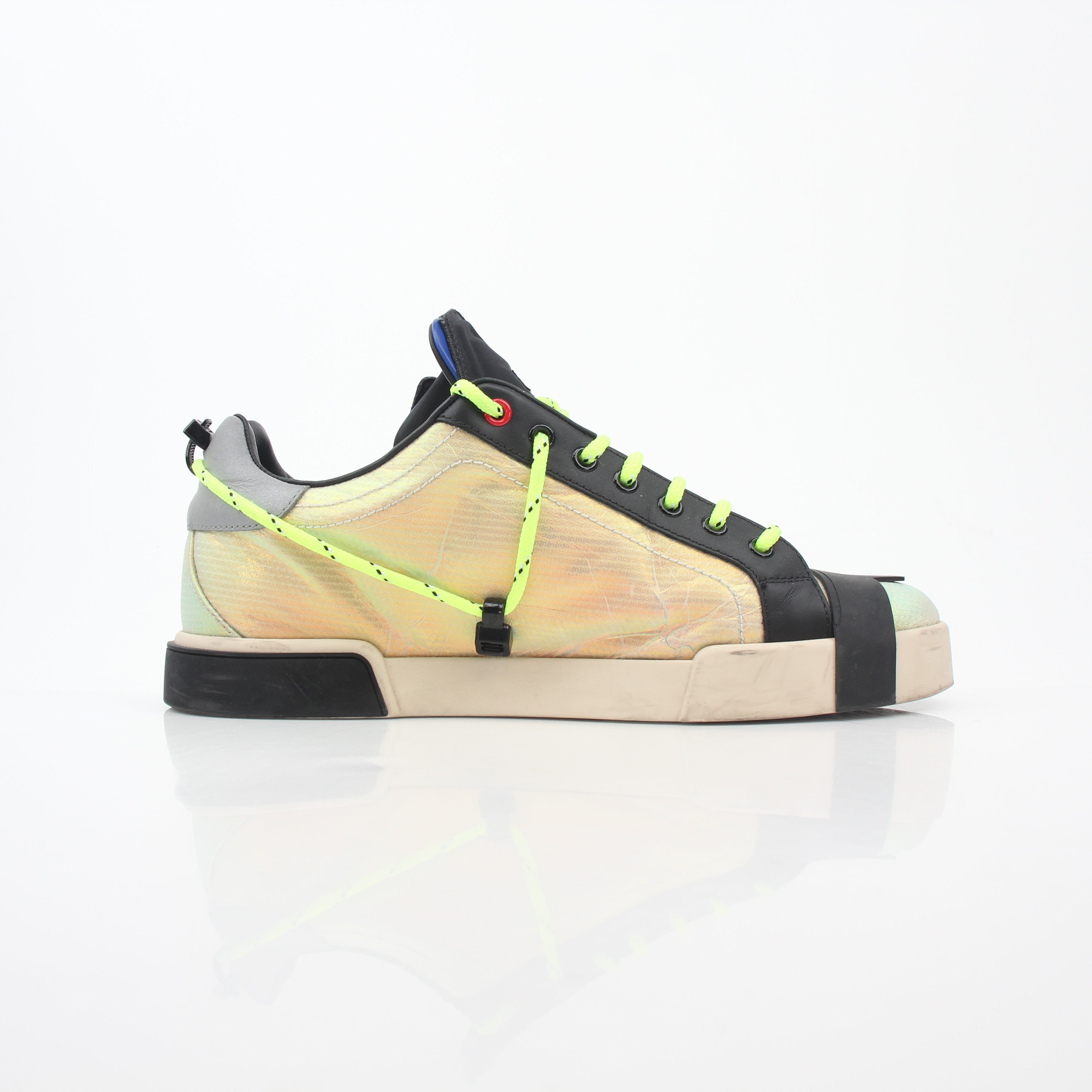 Gold & Beyond neon green and gold Portofino sneakers featuring stylish design and comfortable shoes from Dolce & Gabbana.