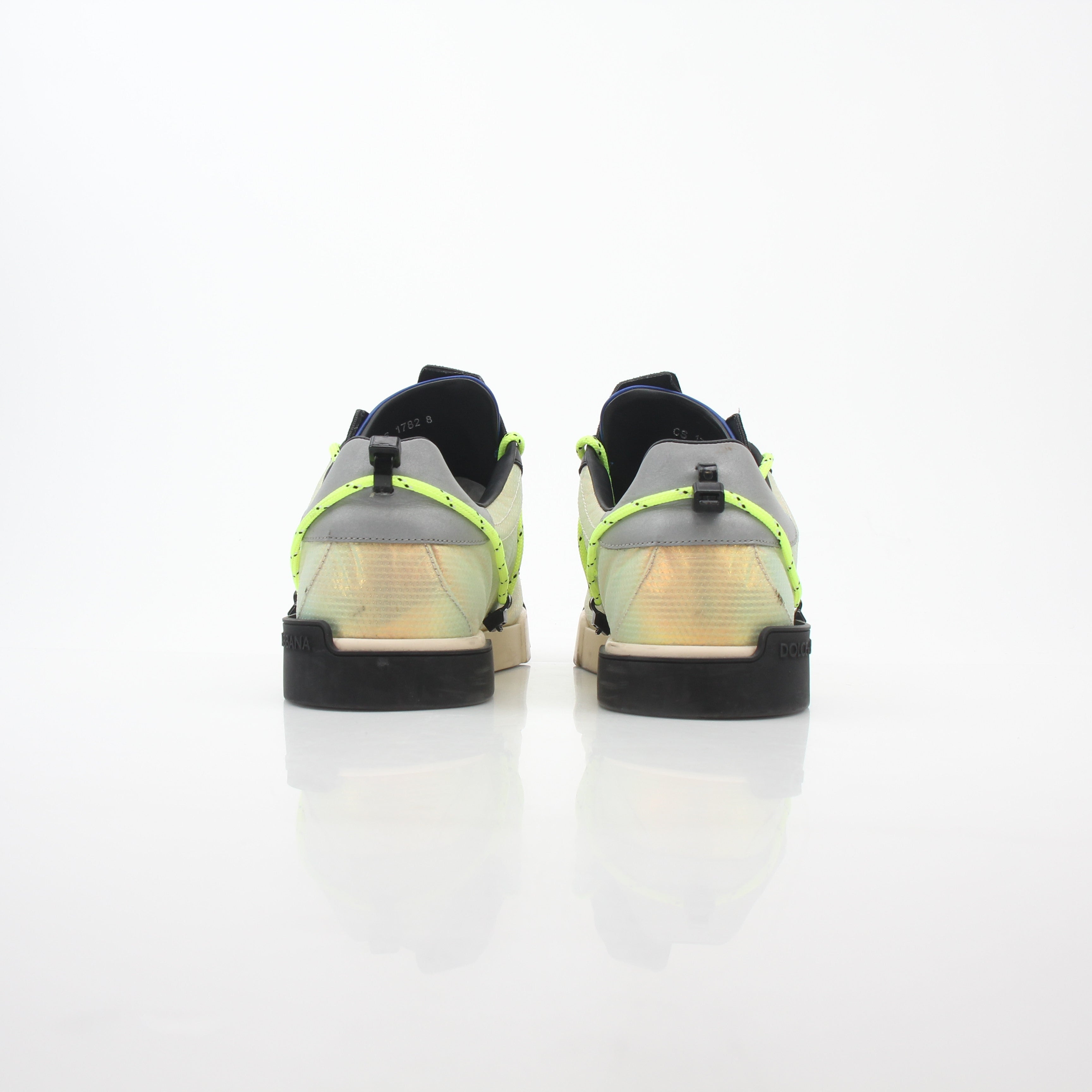 Gold & Beyond Dolce & Gabbana Neon Green and Gold Portofino sneakers, stylish shoes with vibrant color and luxe details.