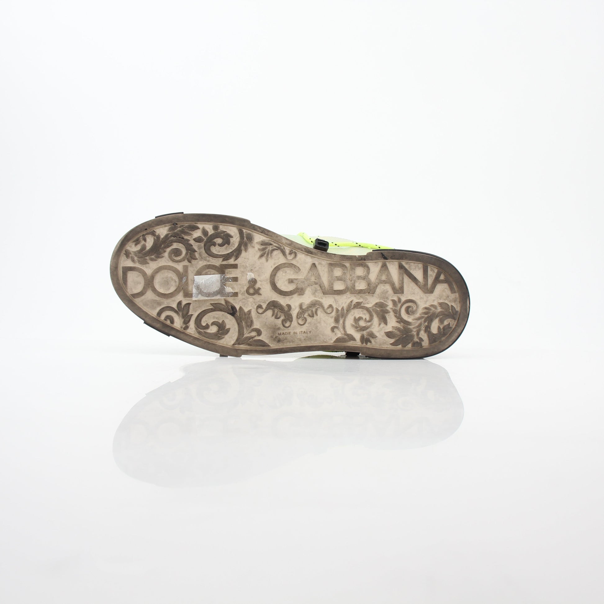 Dolce & Gabbana Neon Green and Gold Portofino Sneakers with stylish design, crafted by Gold & Beyond.