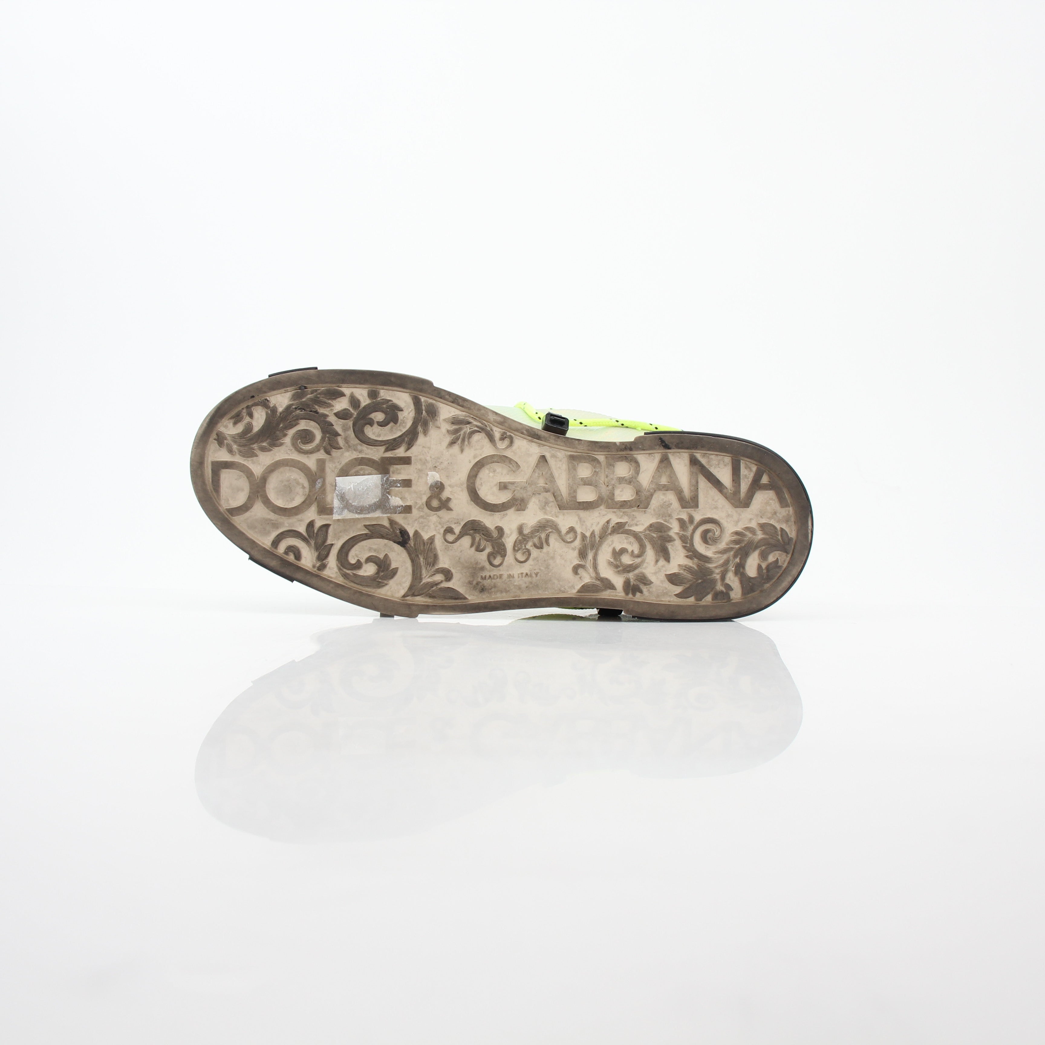 Dolce & Gabbana Neon Green and Gold Portofino Sneakers with stylish design, crafted by Gold & Beyond.