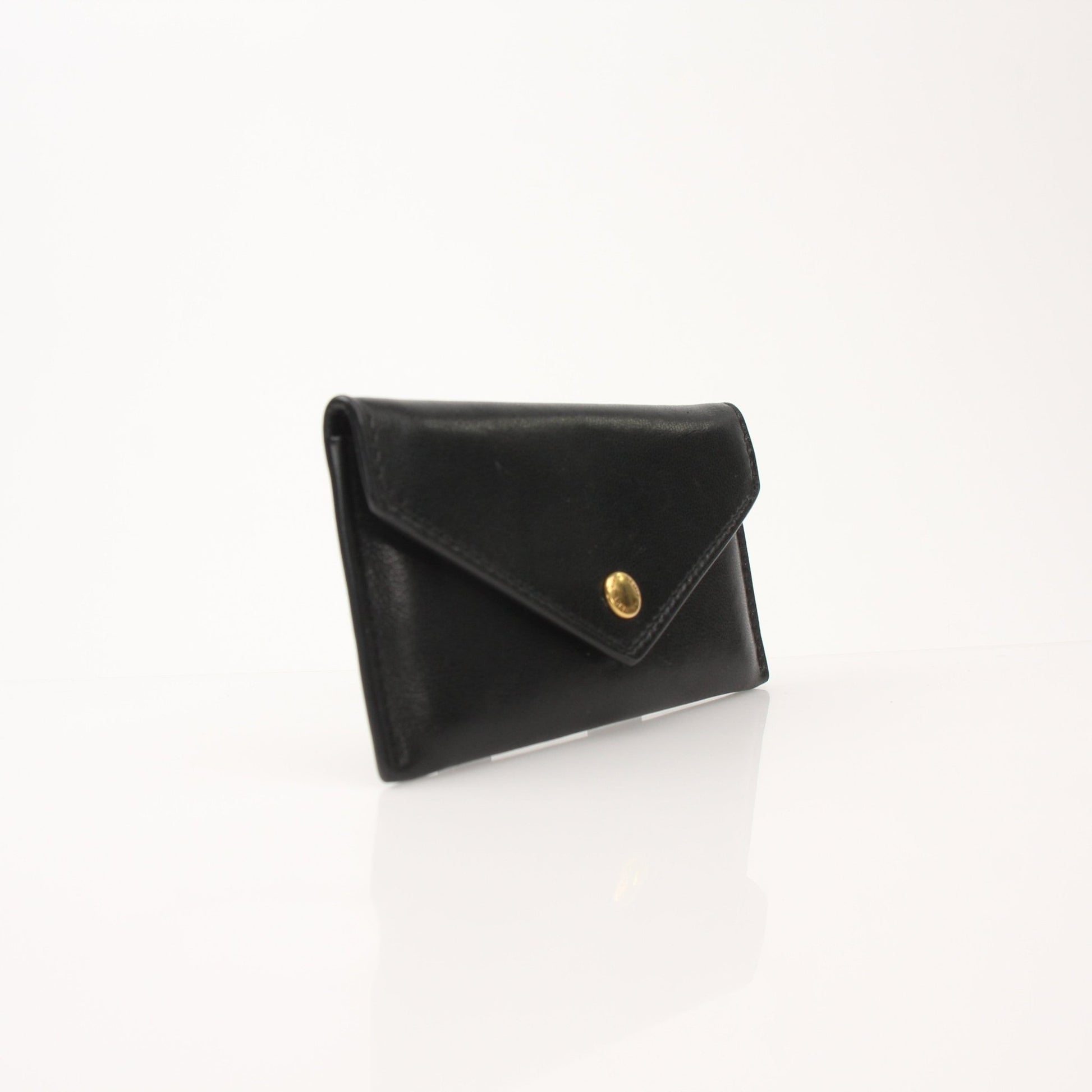 Saint Laurent Loulou lambskin card holder with gold-tone hardware, compact and stylish for everyday use.