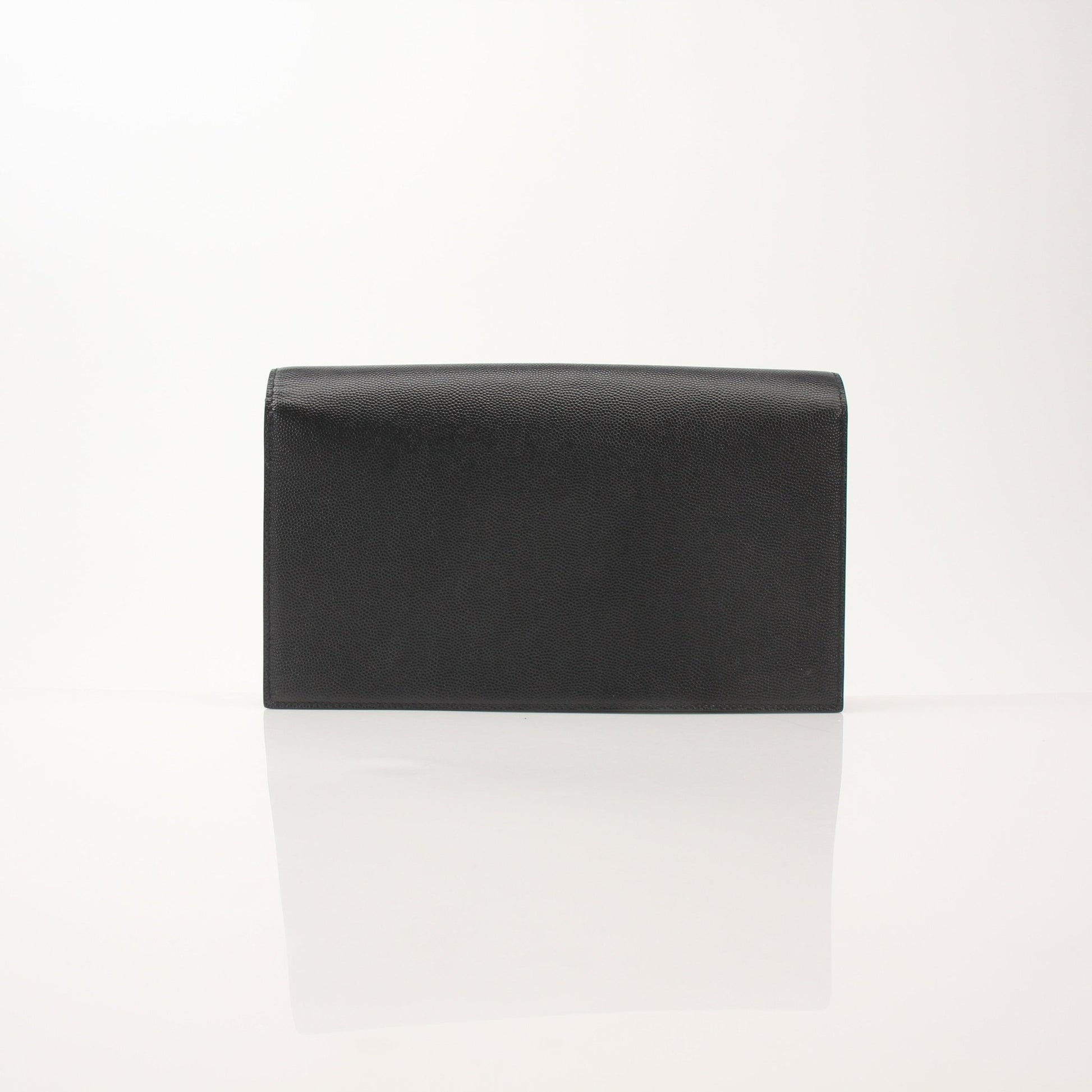 Gold & Beyond Saint Laurent YSL Grain de Poudre Kate clutch shoes with textured grain detail and elegant design.