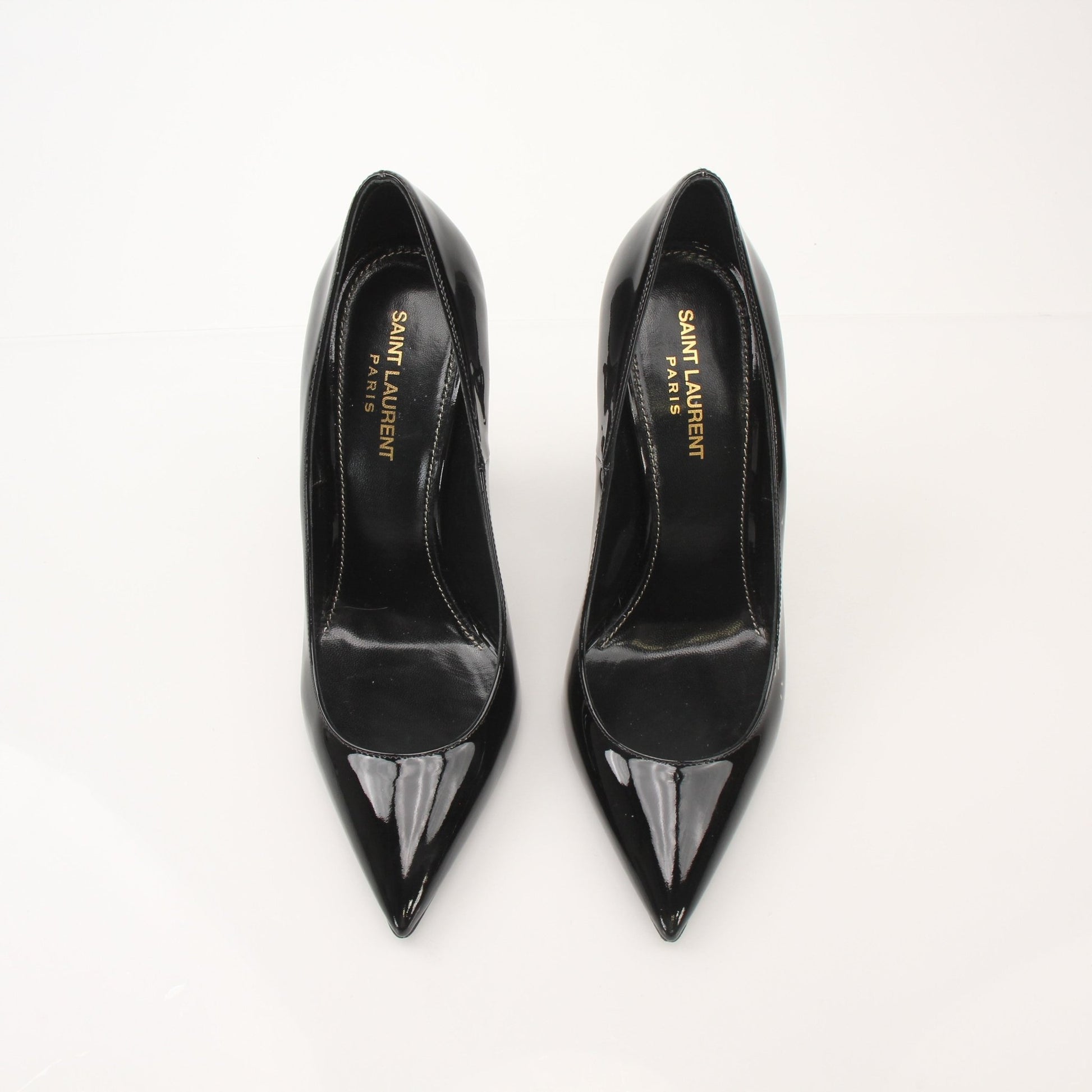 Gold & Beyond women's Saint Laurent Opyum 110 pumps, stylish black heels with sleek design and pointed toe.