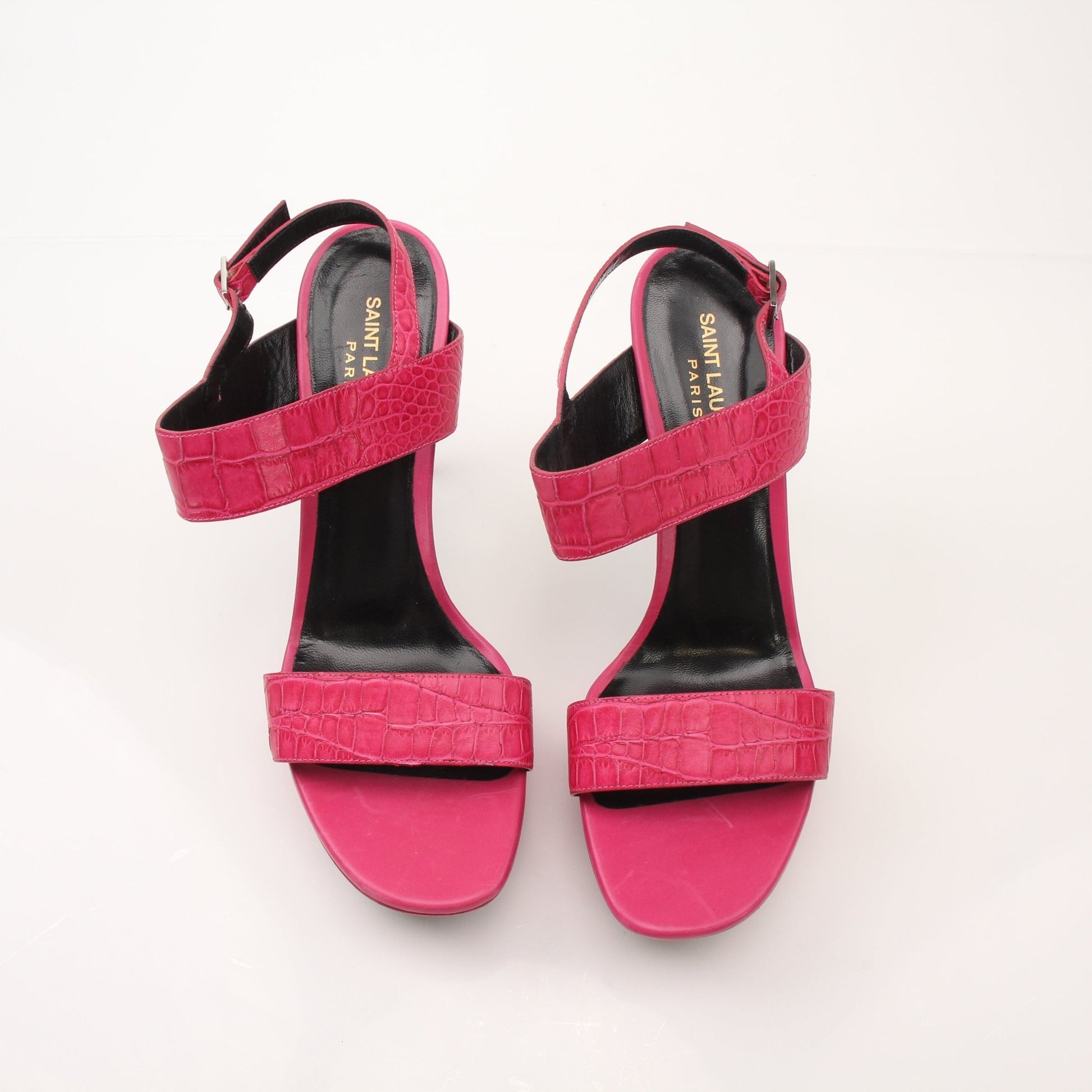 Gold & Beyond Saint Laurent women’s platform sandals with high heels, open-toe design, and stylish straps.