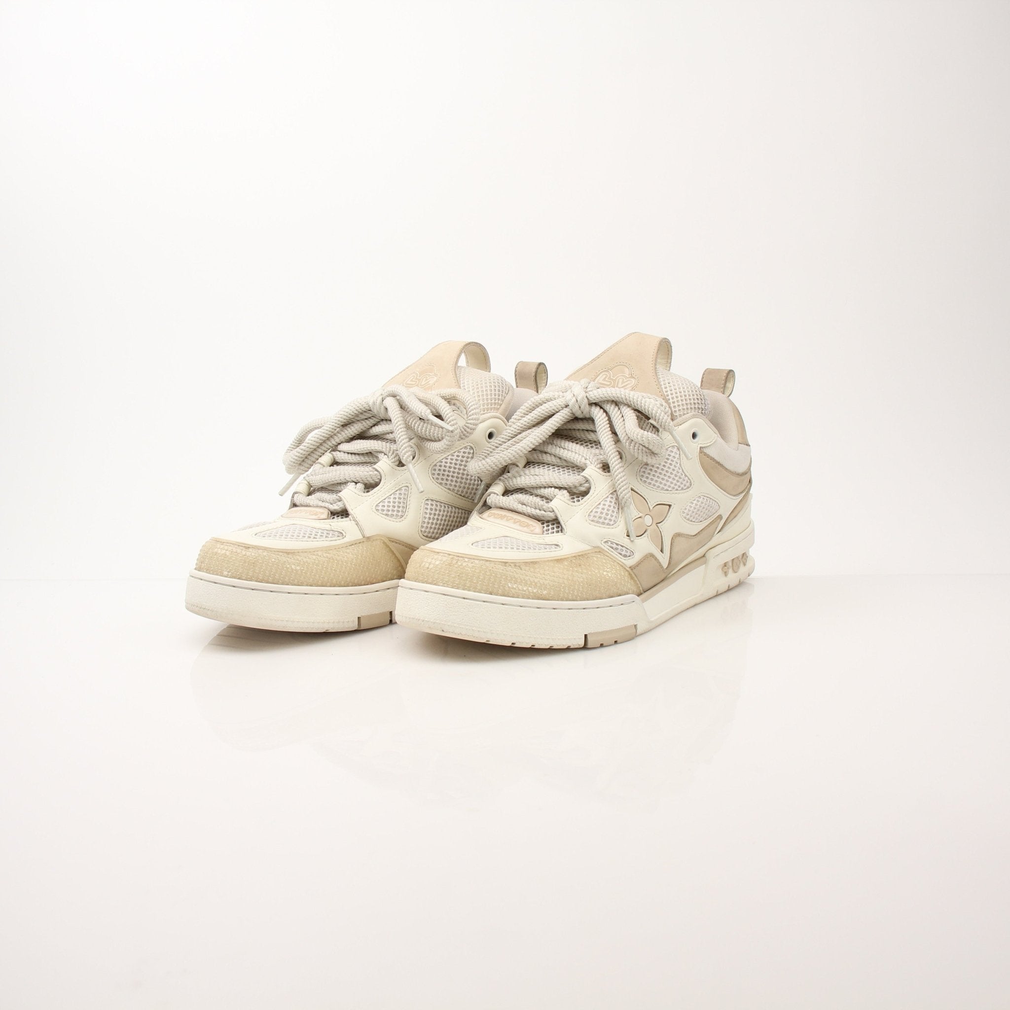 Louis Vuitton men's LV Skate sneakers by Gold & Beyond, stylish shoes with LV branding and modern skate shoe design.