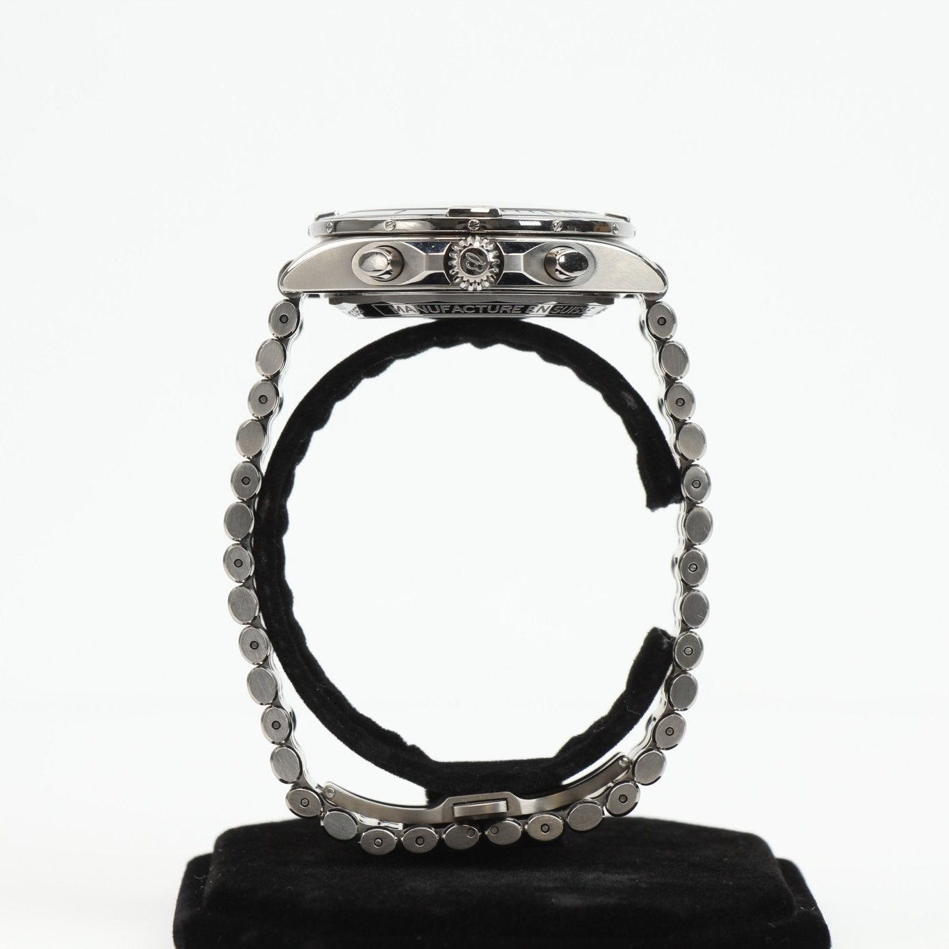 Titanium Breitling Chronomat B01 watch with black dial and stainless steel bracelet, showcasing a luxury timepiece from Gold & Beyond.