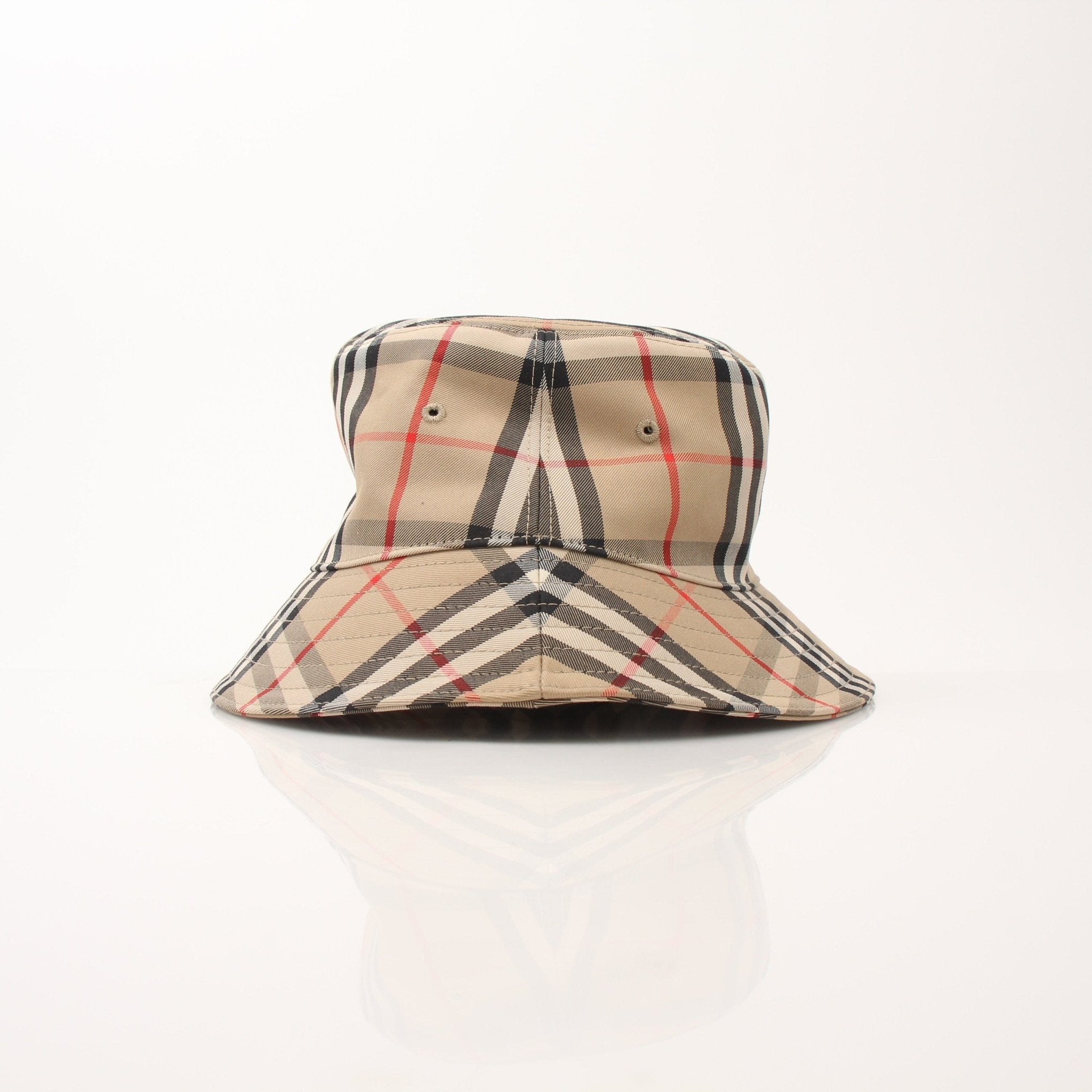 Gold & Beyond Burberry Kid’s Gabriel Vintage Check Bucket Hat, stylish accessory with classic check pattern, outdoor sun protection.